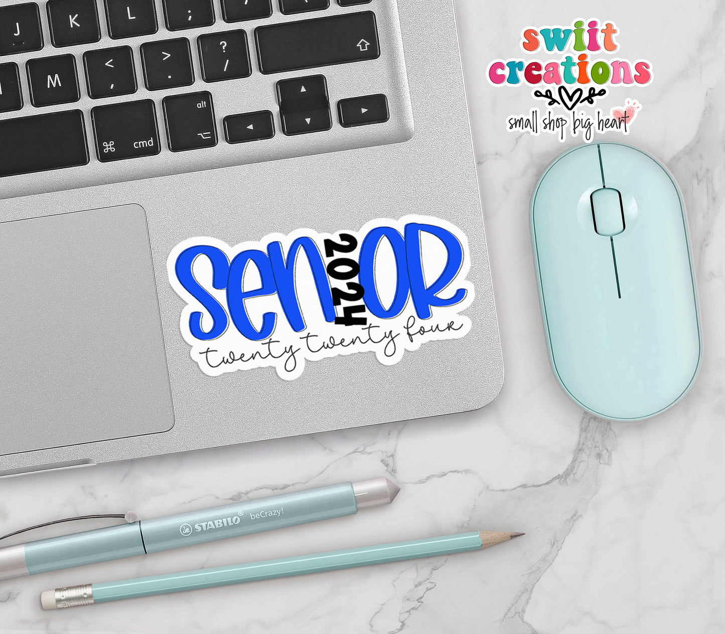 Senior 2024 Blue Waterproof Sticker SS744