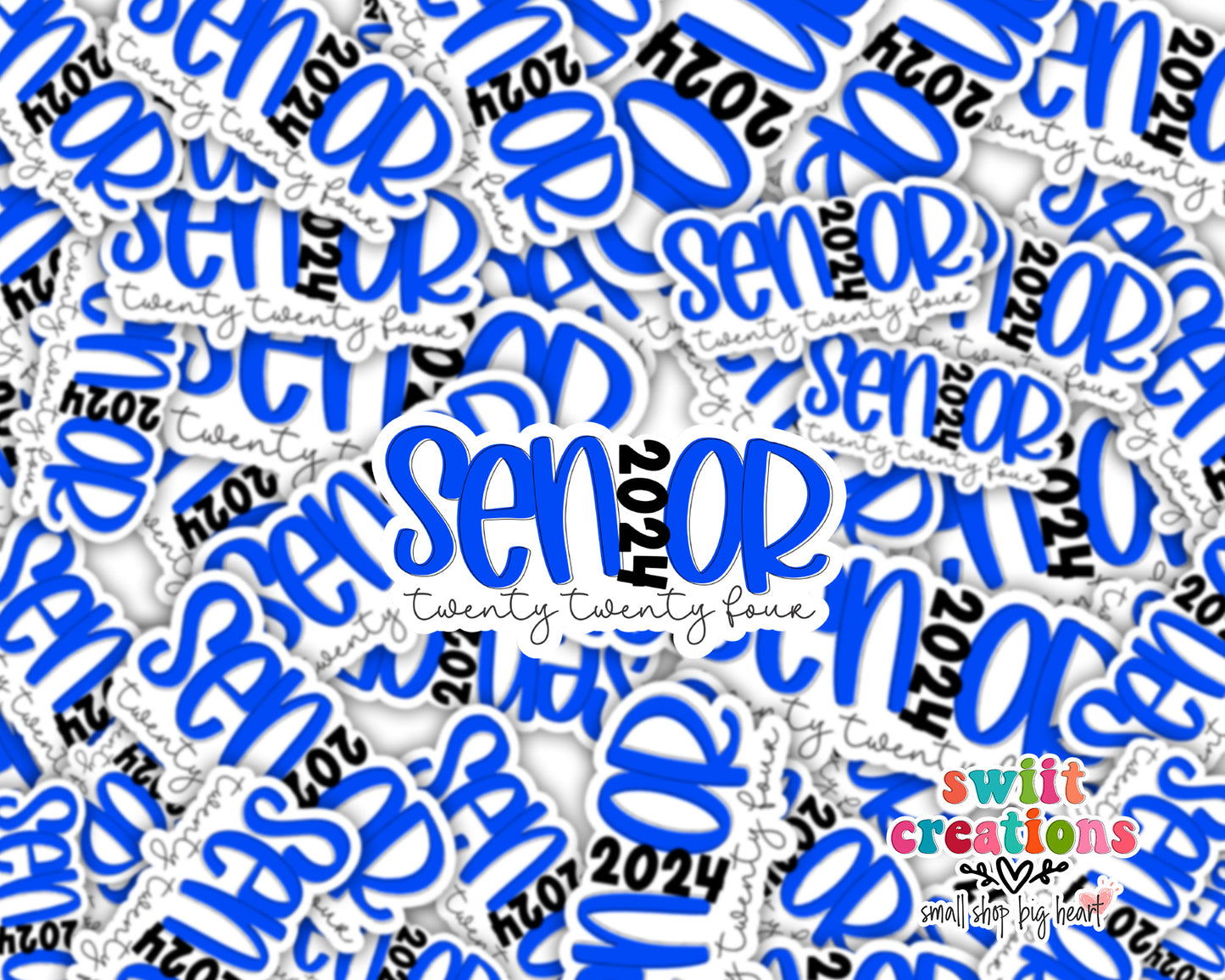 Senior 2024 Blue Waterproof Sticker SS744