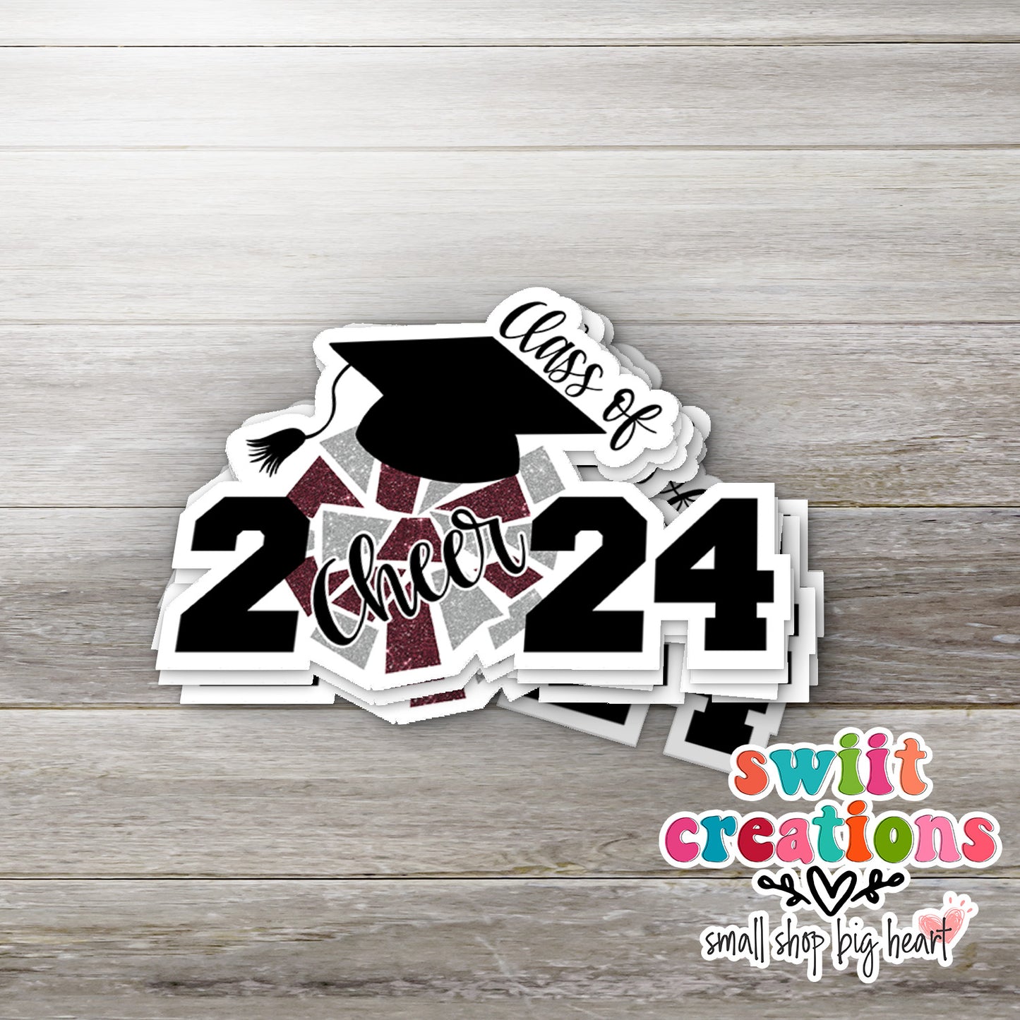 Cheer Class of 2024 Waterproof Sticker Maroon and Silver (SS767)