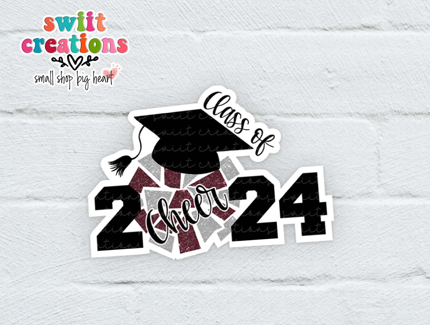 Cheer Class of 2024 Waterproof Sticker Maroon and Silver (SS767)