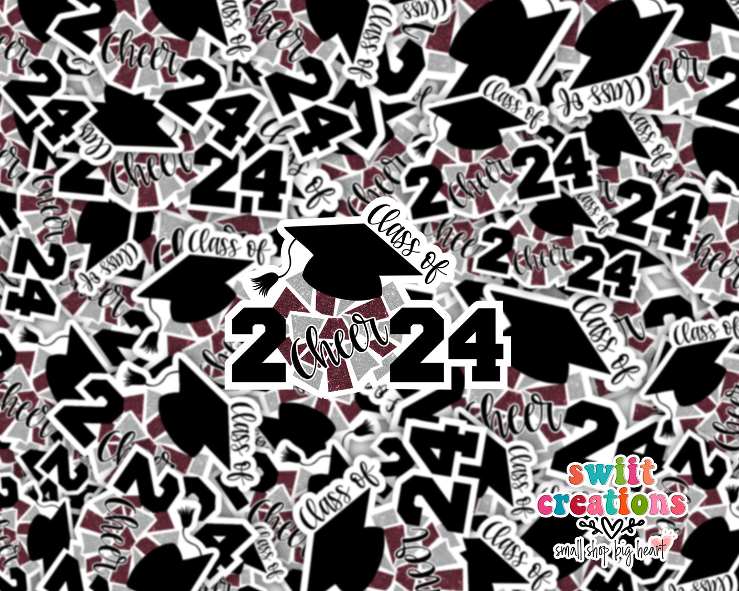Cheer Class of 2024 Waterproof Sticker Maroon and Silver (SS767)