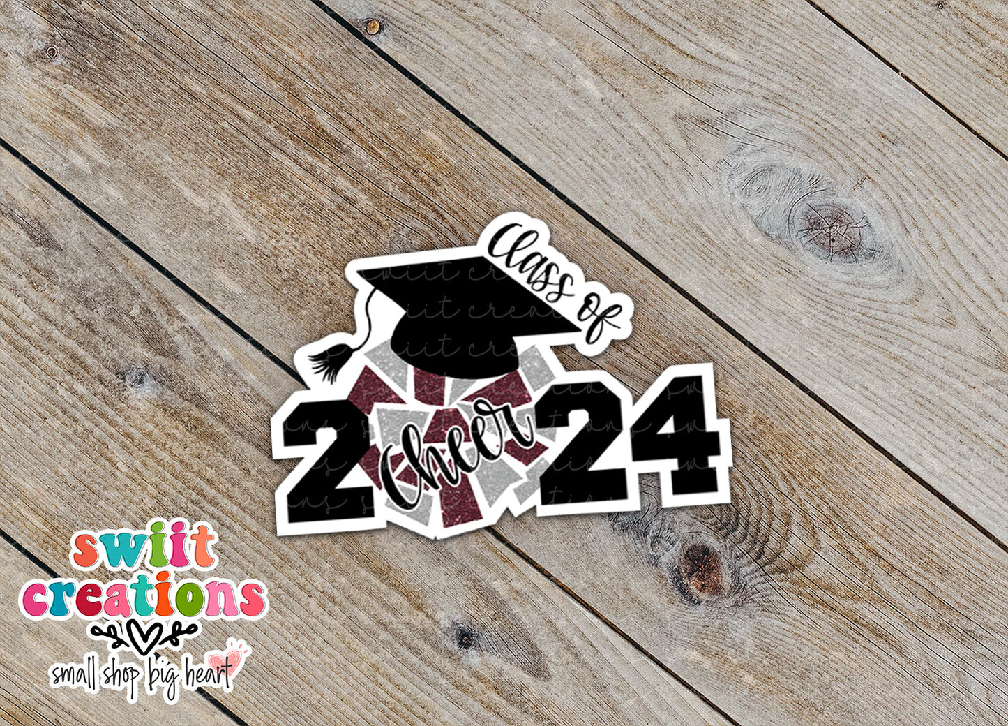 Cheer Class of 2024 Waterproof Sticker Maroon and Silver (SS767)