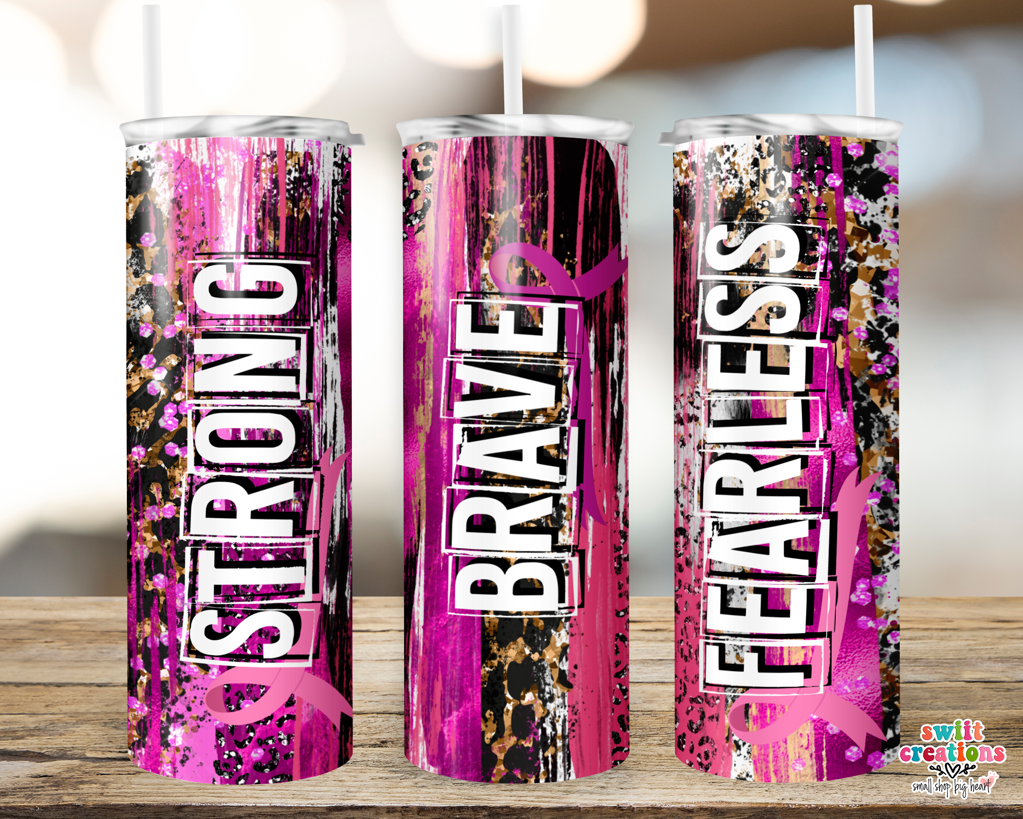 Strong Brave Fearless Cancer 20oz Insulated Tumbler (T508)