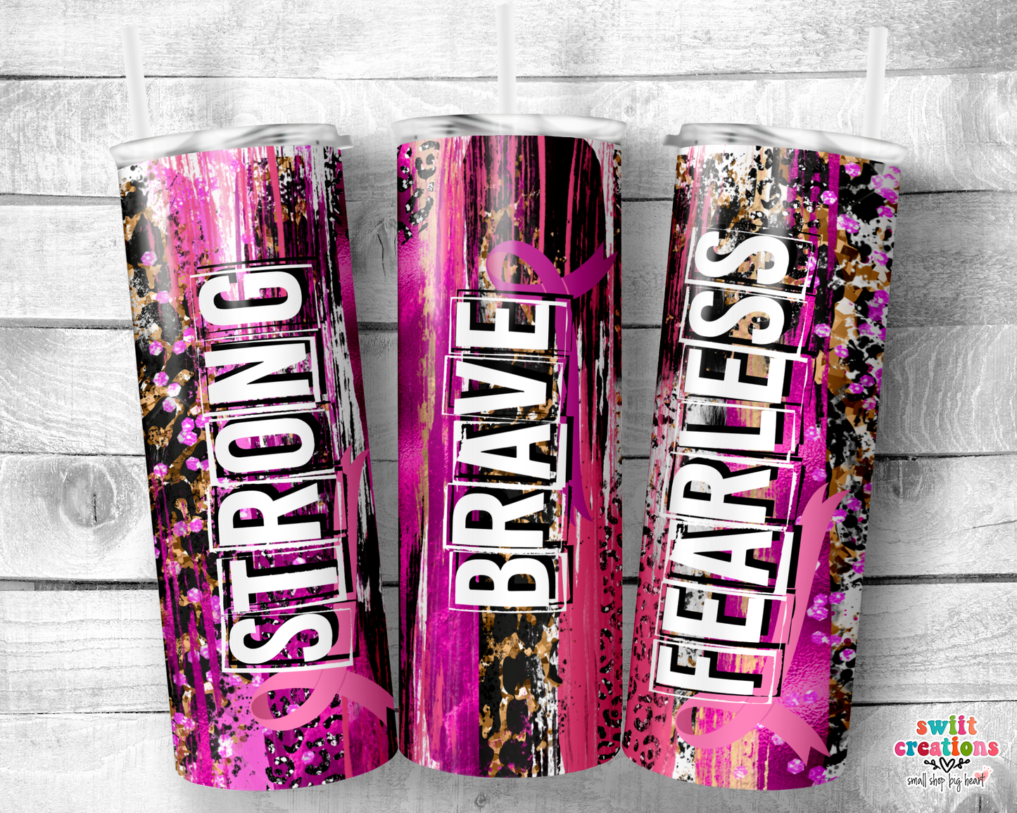 Strong Brave Fearless Cancer 20oz Insulated Tumbler (T508)