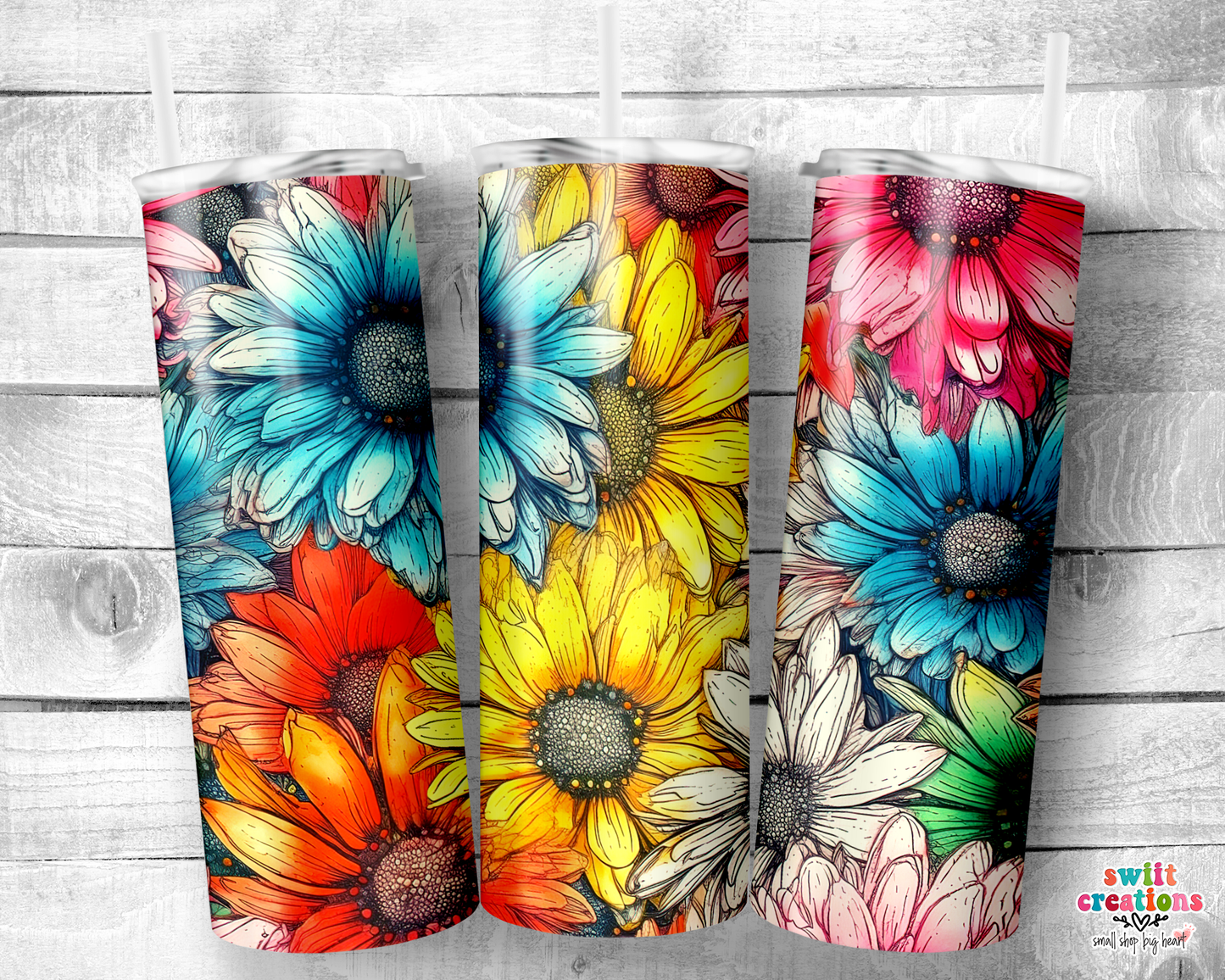 Rainbow Daisy Tumbler (T509)