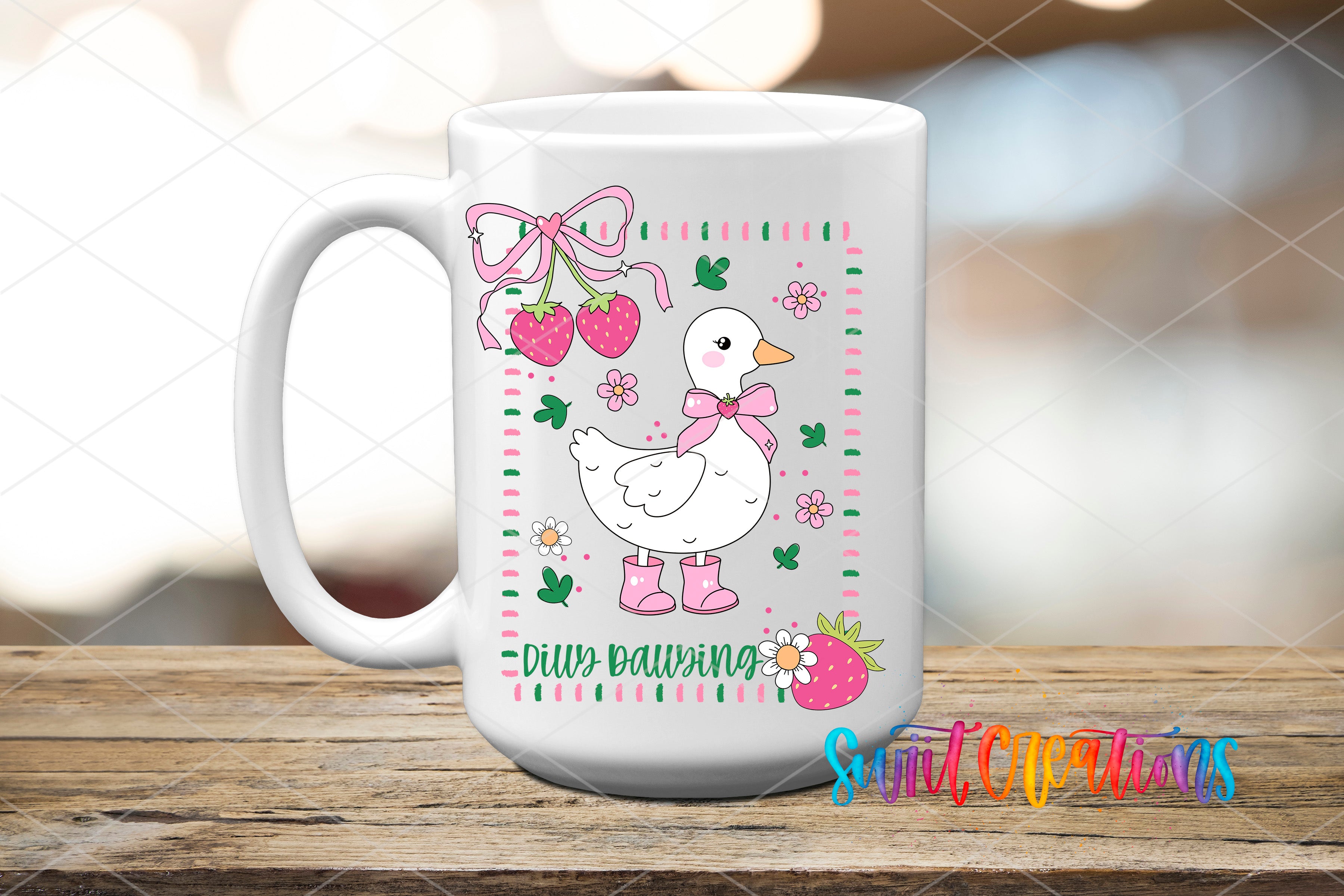 Dilly Dallying UV DTF transfer ceramic mug mockup