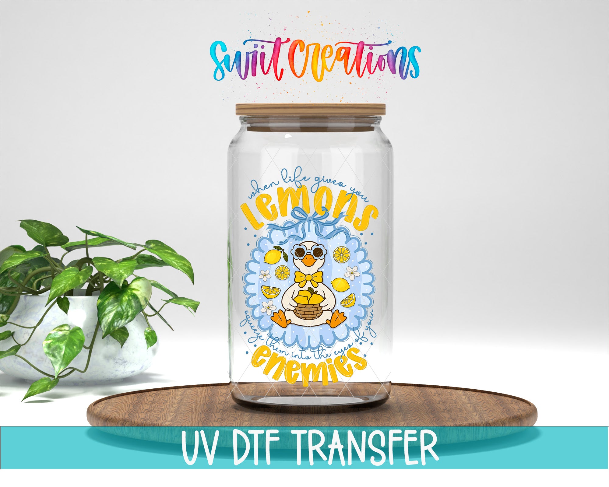 When Life Gives You Lemons UV DTF transfer jar mockup