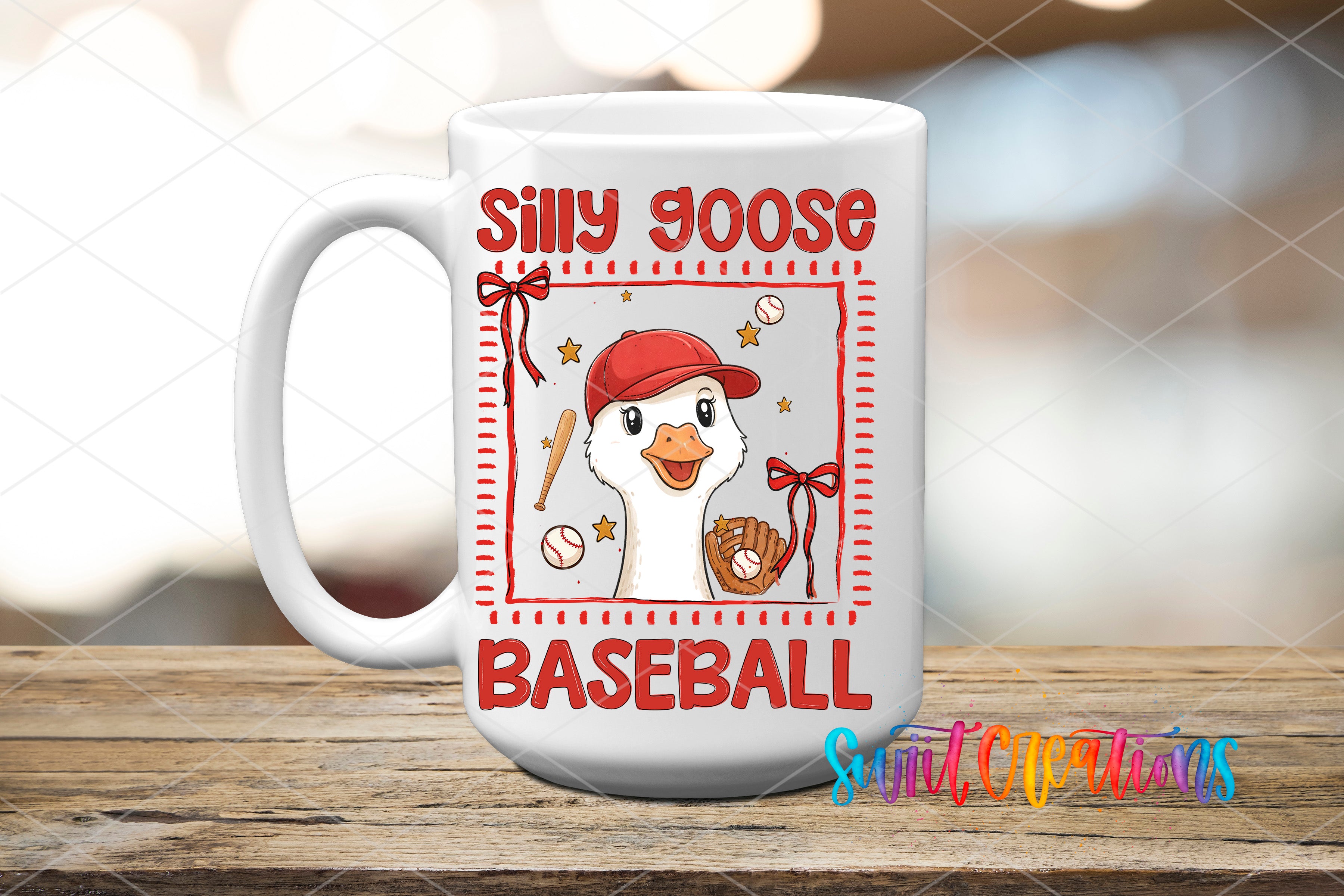 Silly Goose Baseball UV DTF transfer ceramic mug mockup