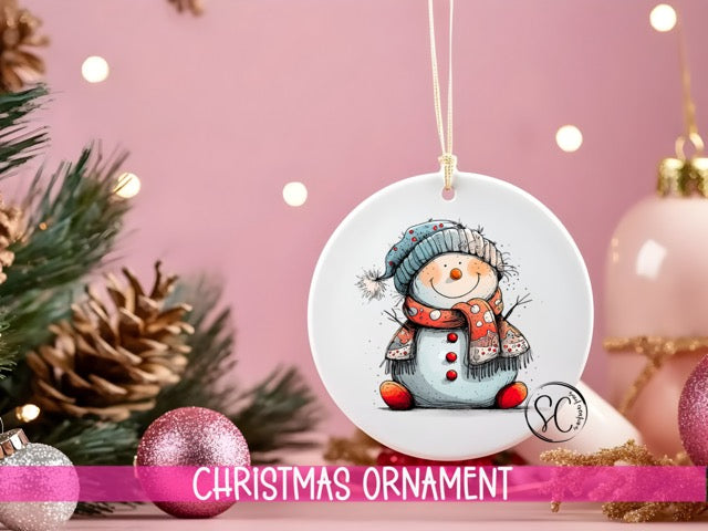 a christmas ornament with a snowman on it