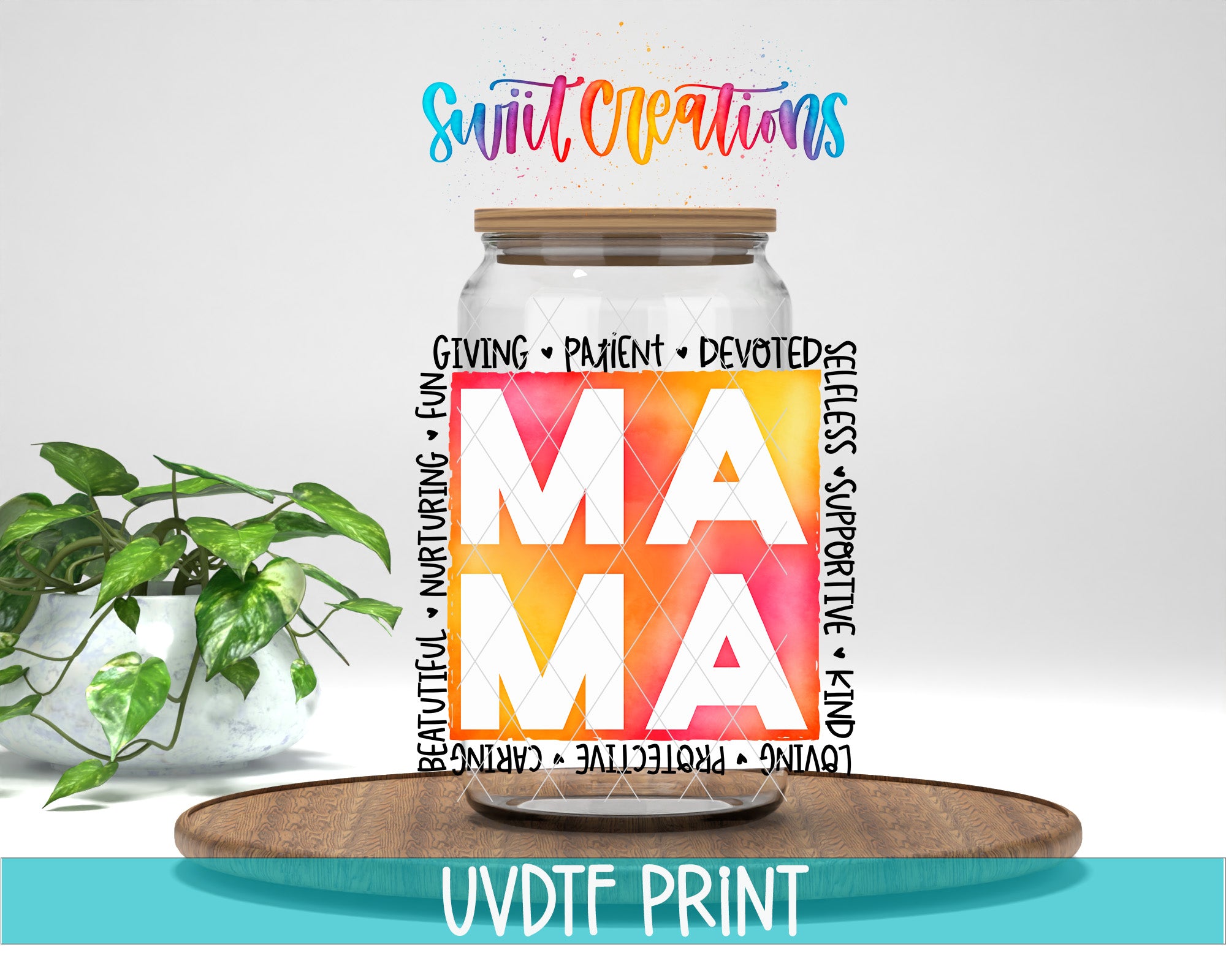 a mason jar with the word mama on it