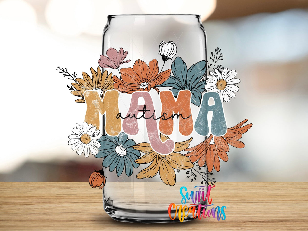 Autism Mama Floral UV DTF Cup Decal | UV671 - Swiit Creations