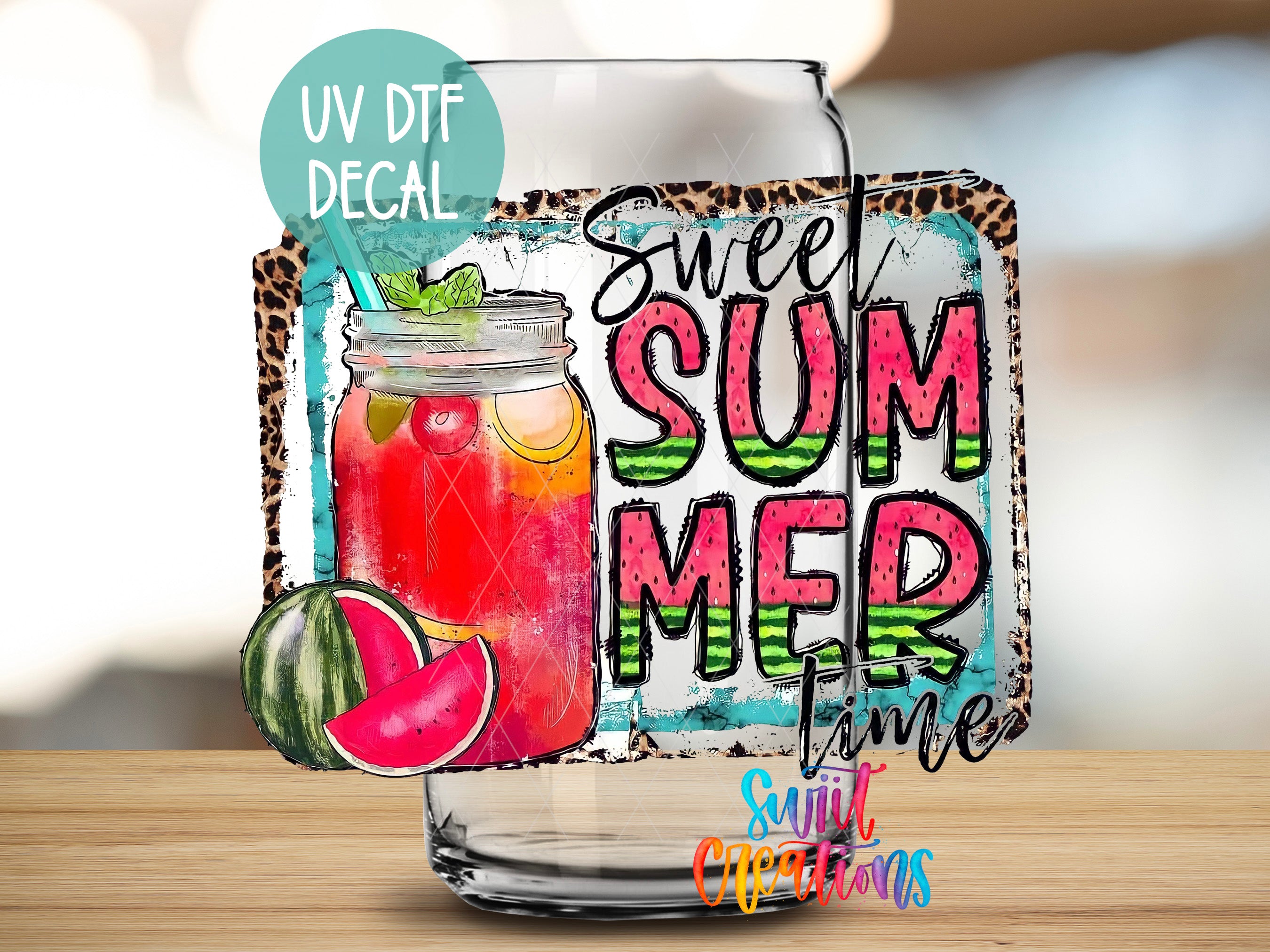 a glass jar with a watermelon drink inside of it