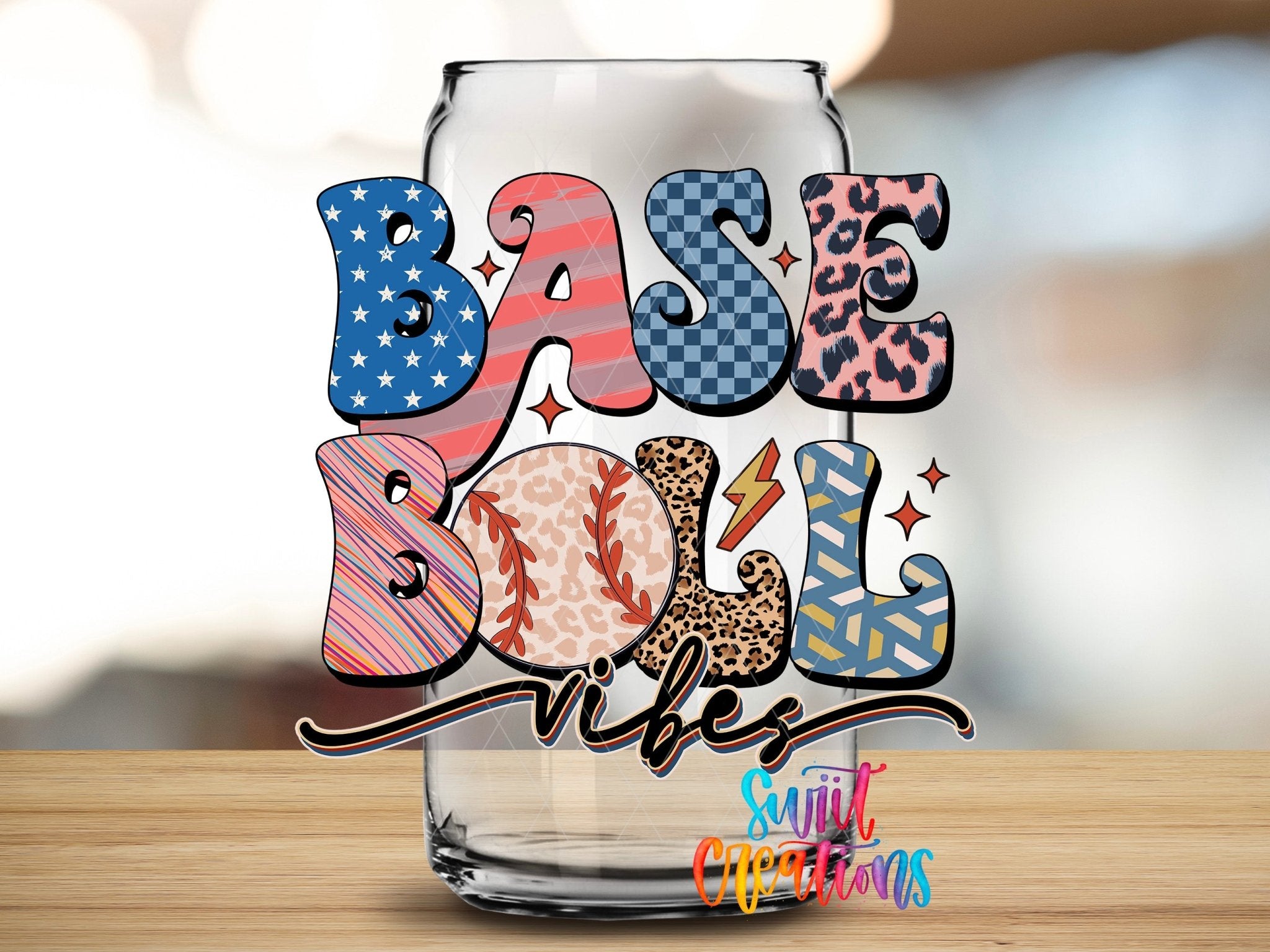 Baseball Vibes UV DTF Decal | Groovy Retro Sports Tumbler Wrap | UV1500 - Swiit Creations