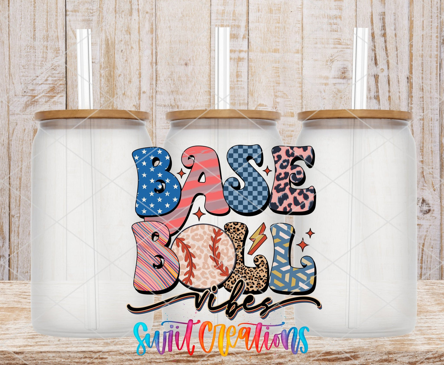 Baseball Vibes UV DTF Decal | Groovy Retro Sports Tumbler Wrap | UV1500 - Swiit Creations