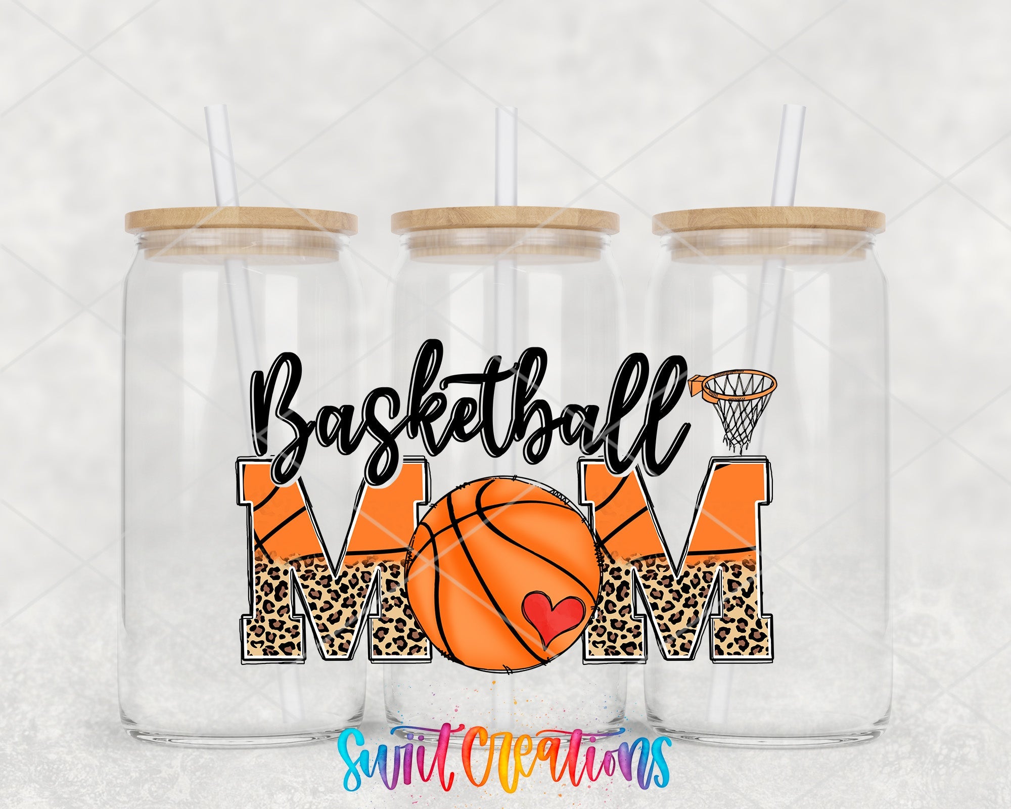 Basketball Mom UV DTF Transfer Tumbler Wrap | Leopard Orange Sports Cup Decal | DTF218 - Swiit Creations