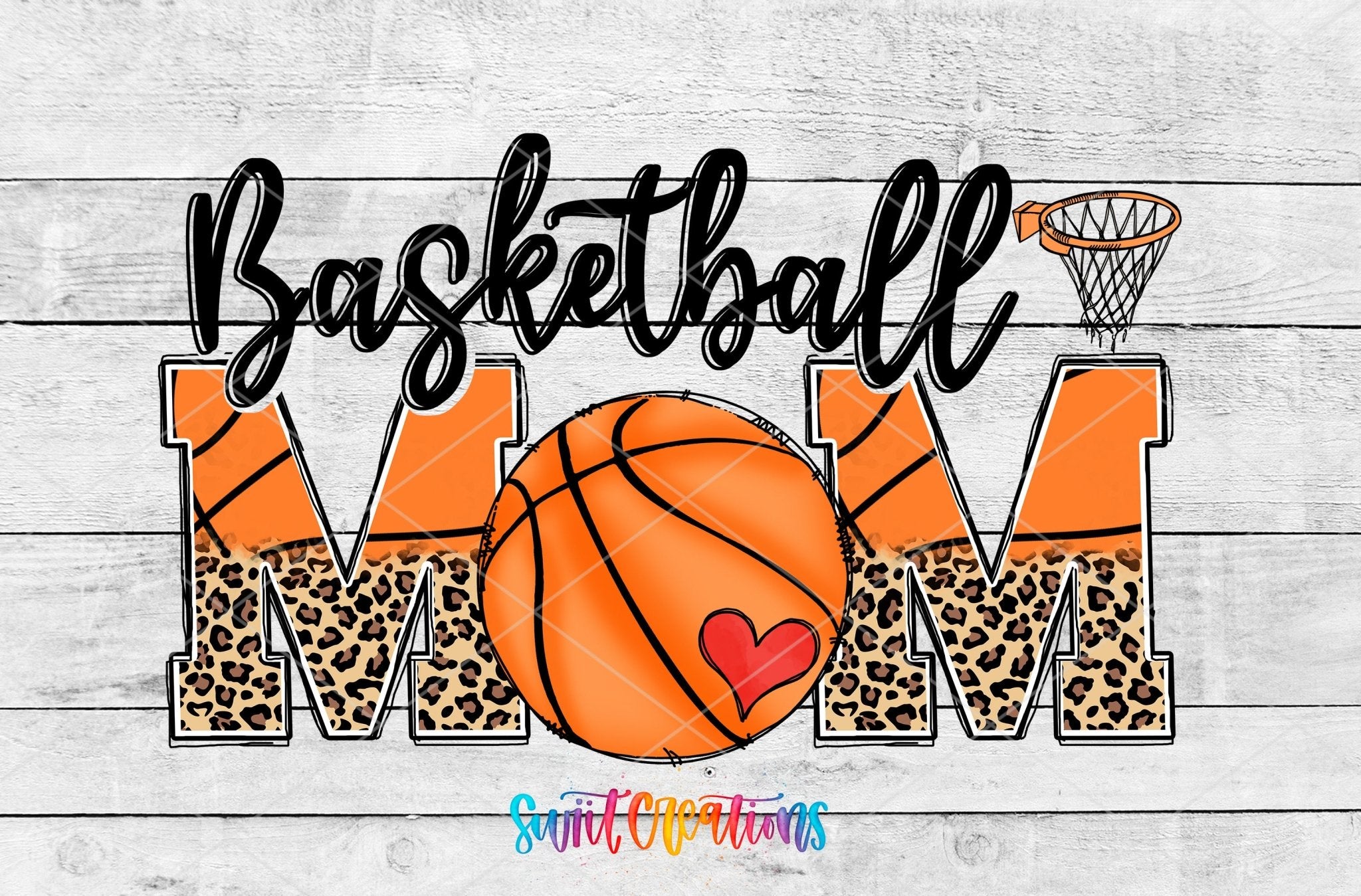 Basketball Mom UV DTF Transfer Tumbler Wrap | Leopard Orange Sports Cup Decal | DTF218 - Swiit Creations