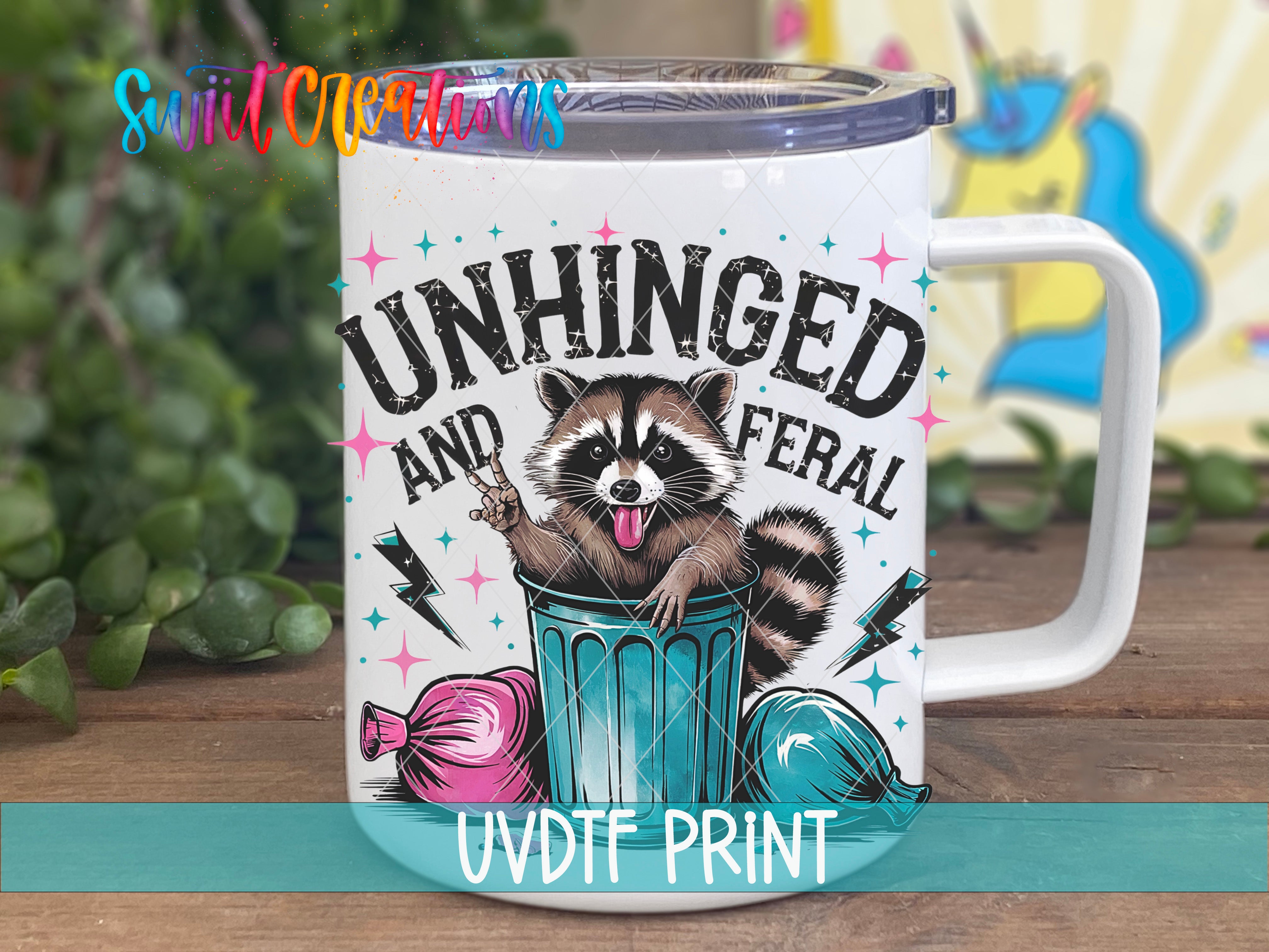 a mug with a raccoon sticking its tongue out