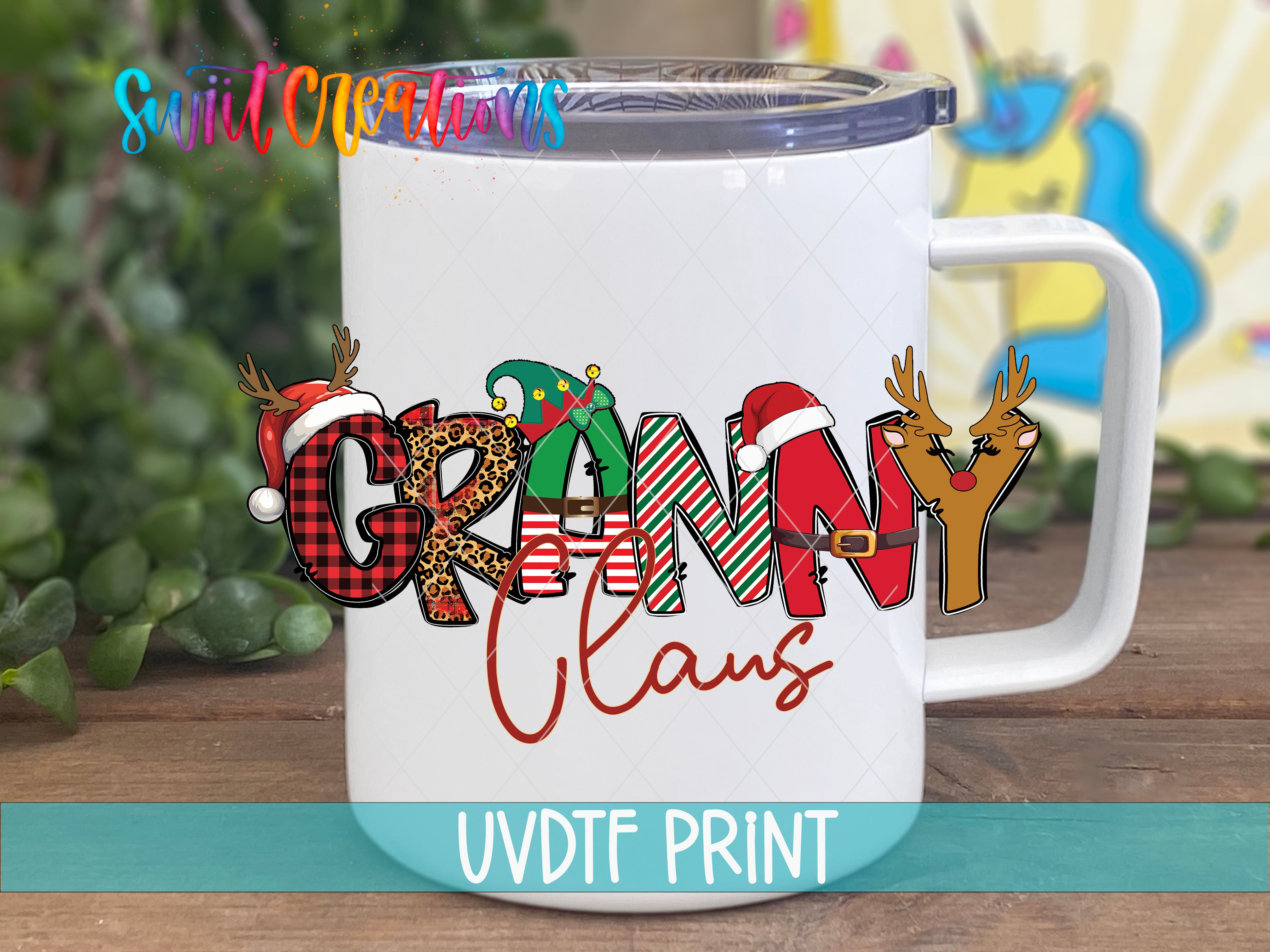 a white coffee mug with the word granny on it
