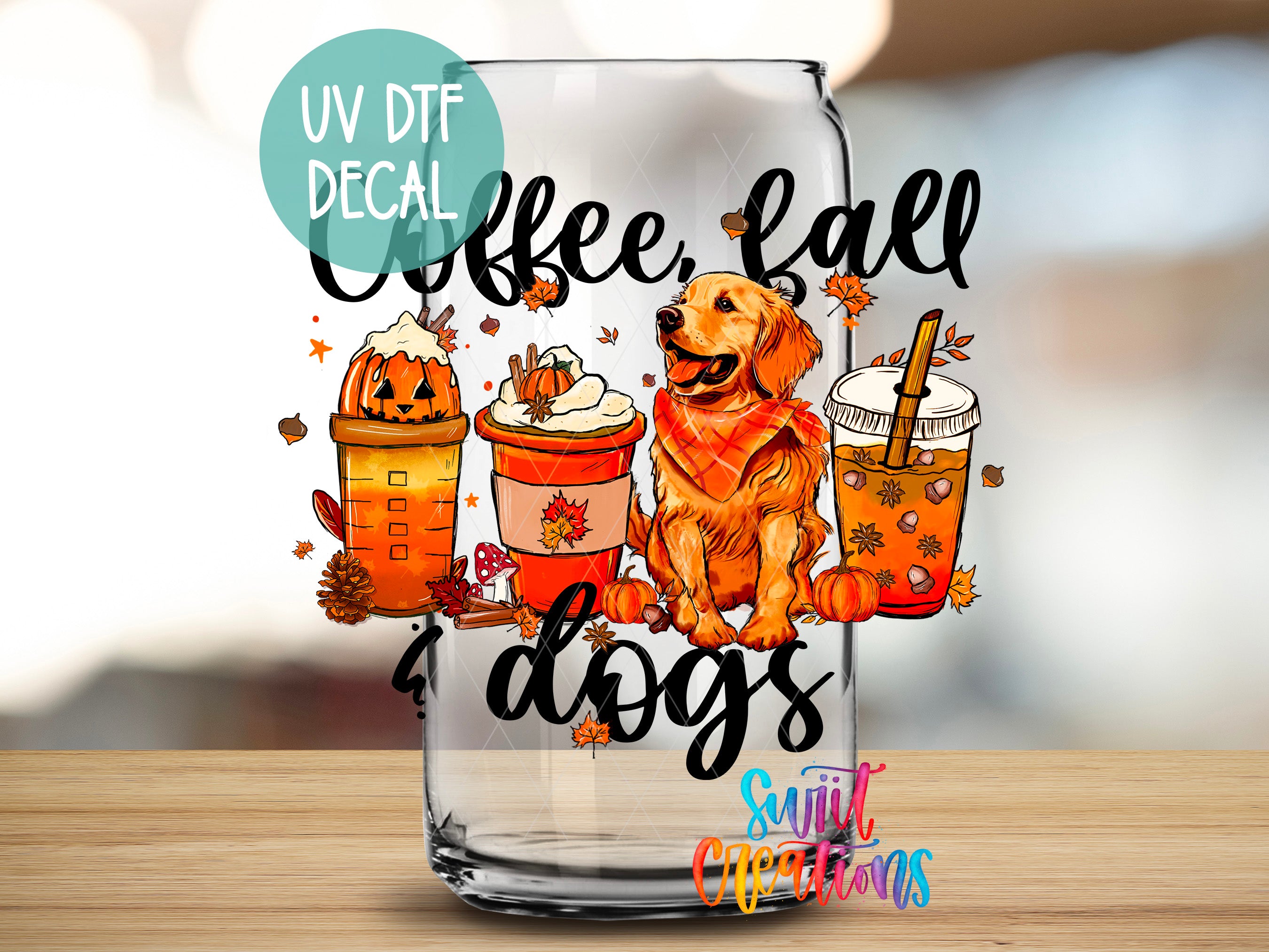 a glass with a picture of a dog on it
