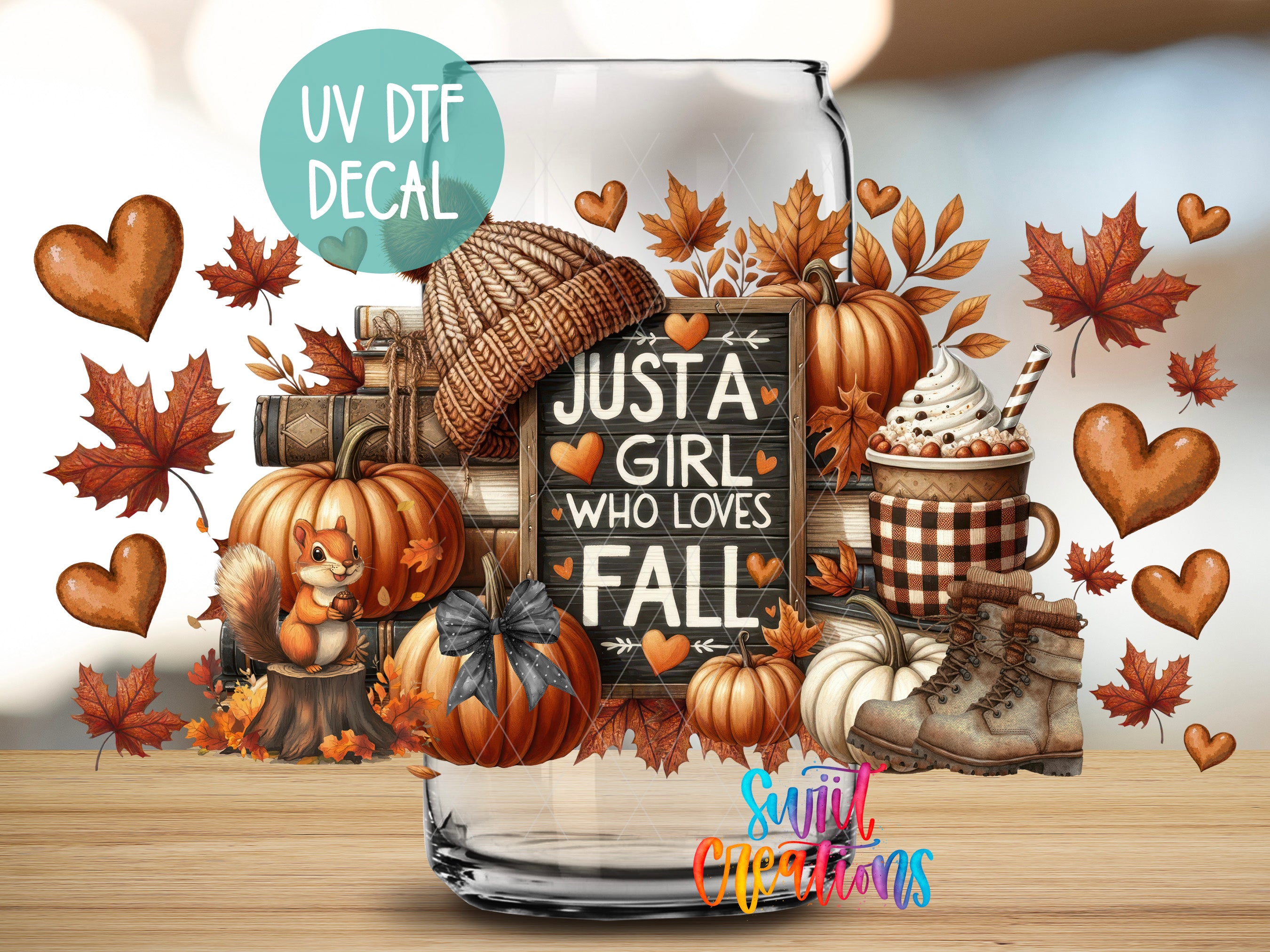 The image is a collage featuring various autumn-themed items, including pumpkins, a sign, and a cup of hot chocolate.