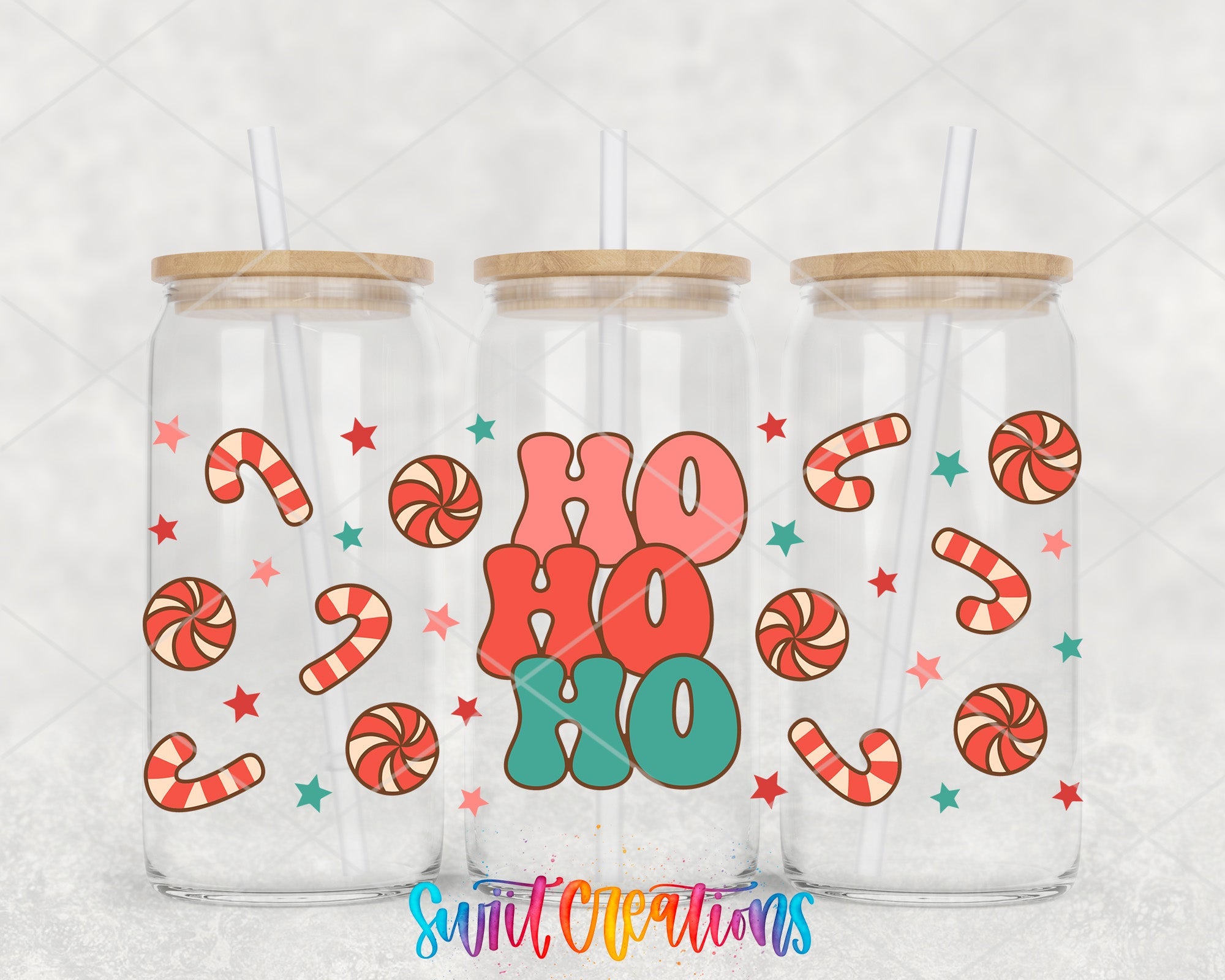 Christmas Candy Cane and Stars UV DTF Wrap | DTF208 - Swiit Creations