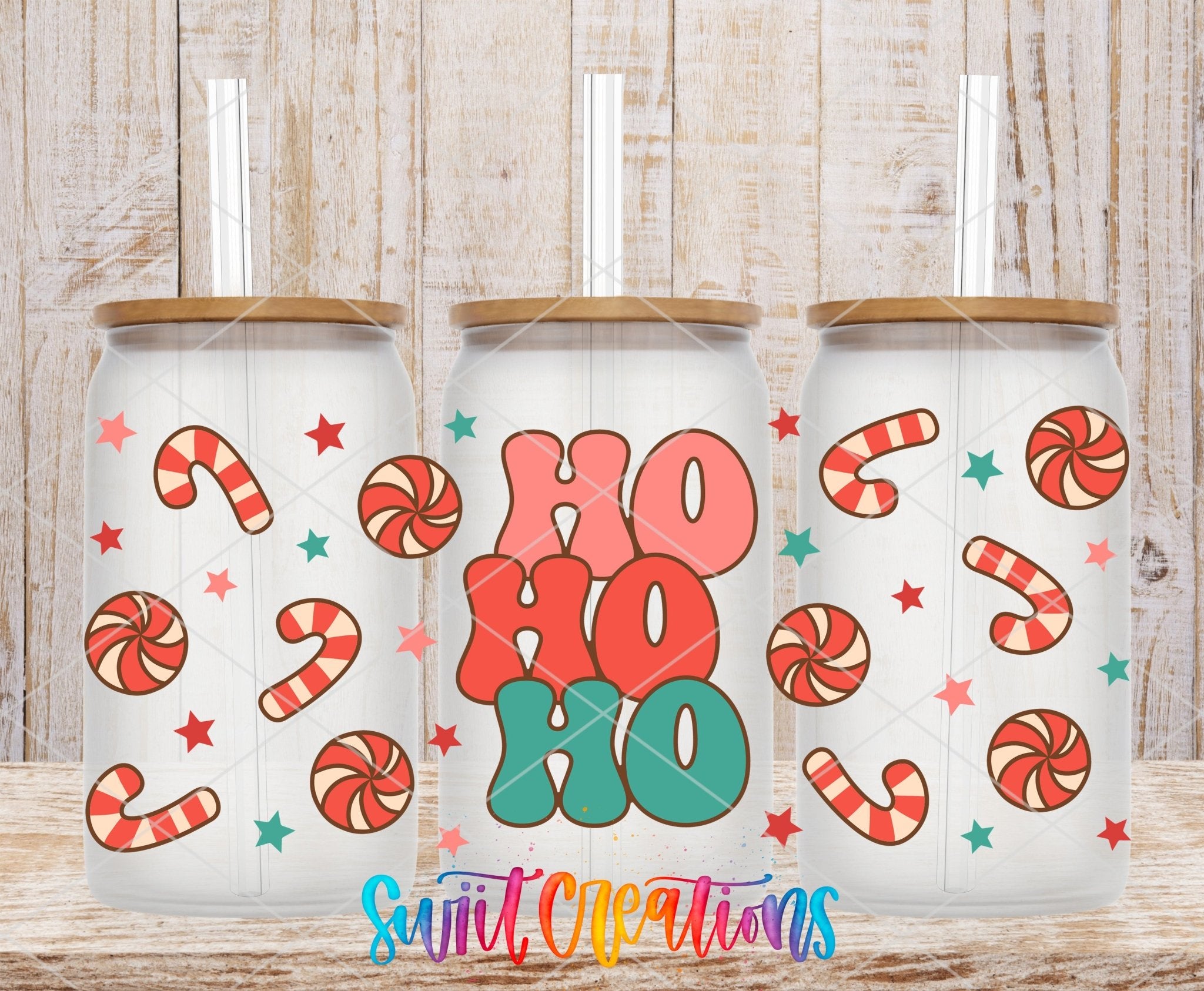 Christmas Candy Cane and Stars UV DTF Wrap | DTF208 - Swiit Creations