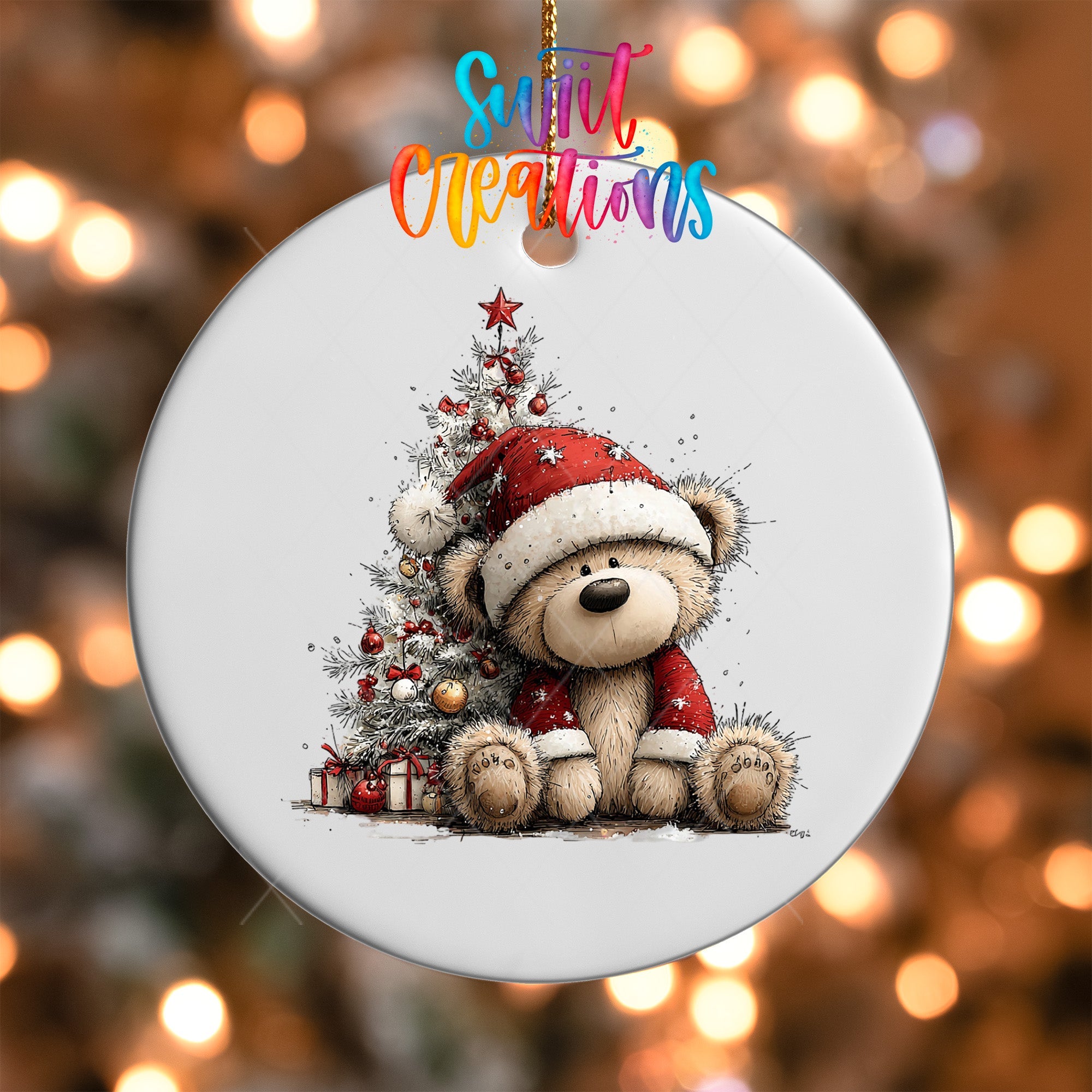 Christmas Teddy Bear UV DTF Ornament Transfer | O-1795 - Swiit Creations
