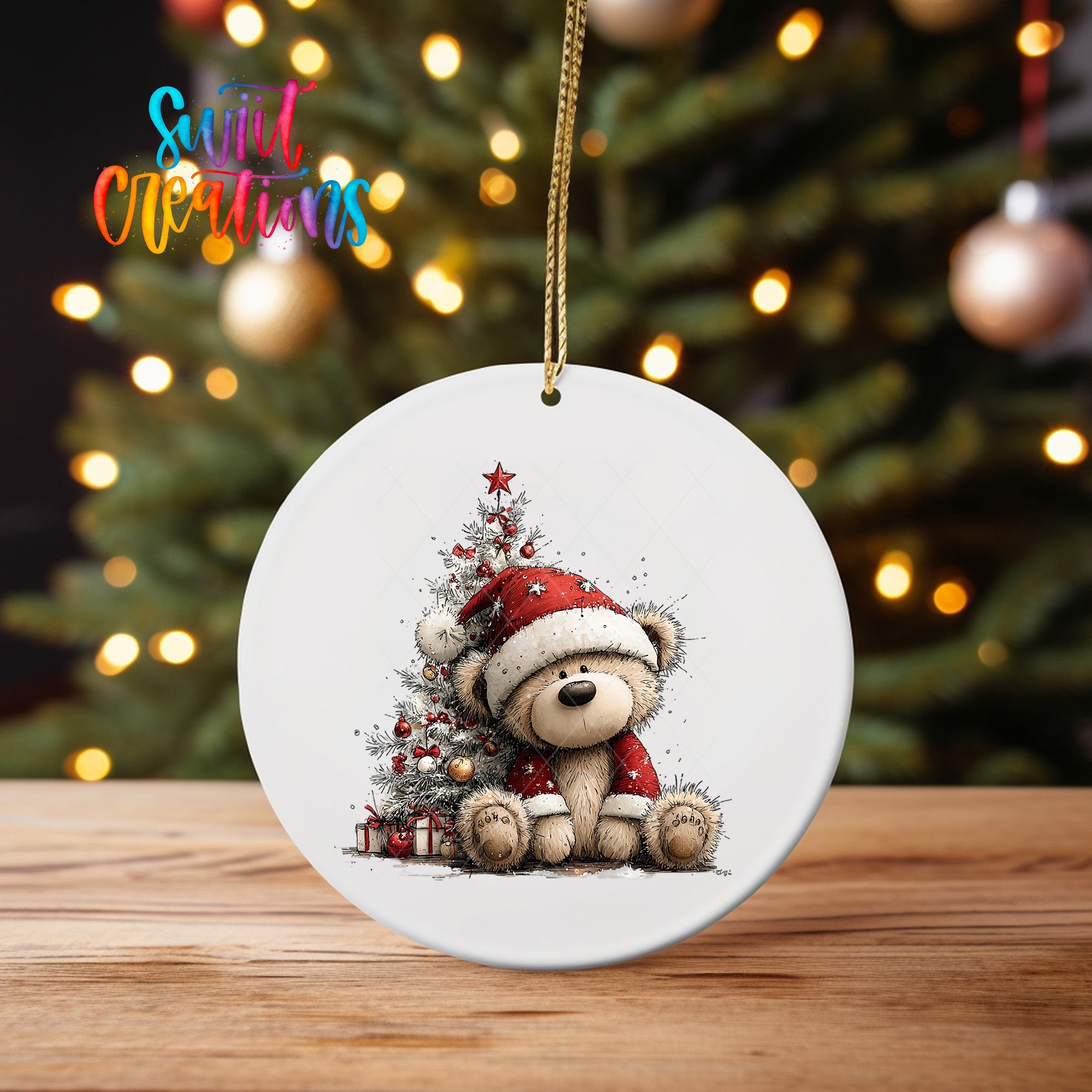 Christmas Teddy Bear UV DTF Ornament Transfer | O-1795 - Swiit Creations