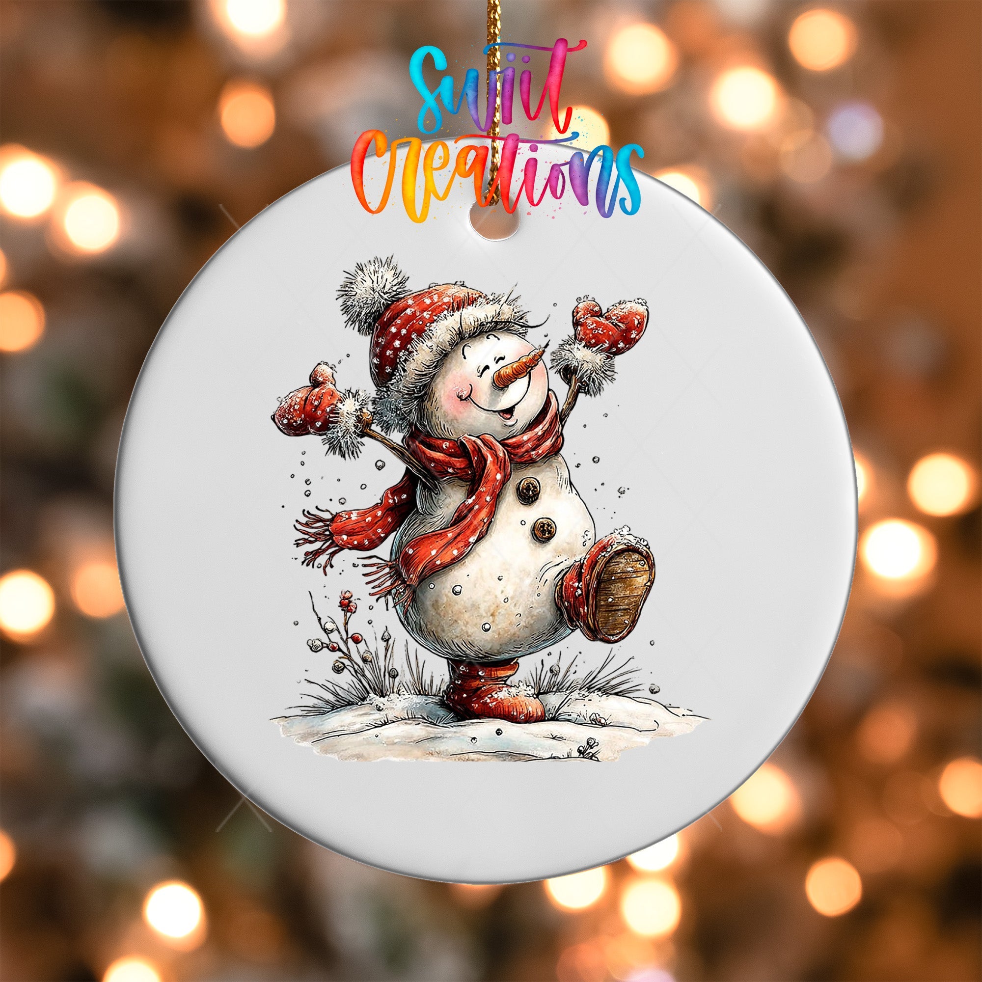 Cute Dancing Snowman UV DTF Ornament Transfer | O-1839 - Swiit Creations