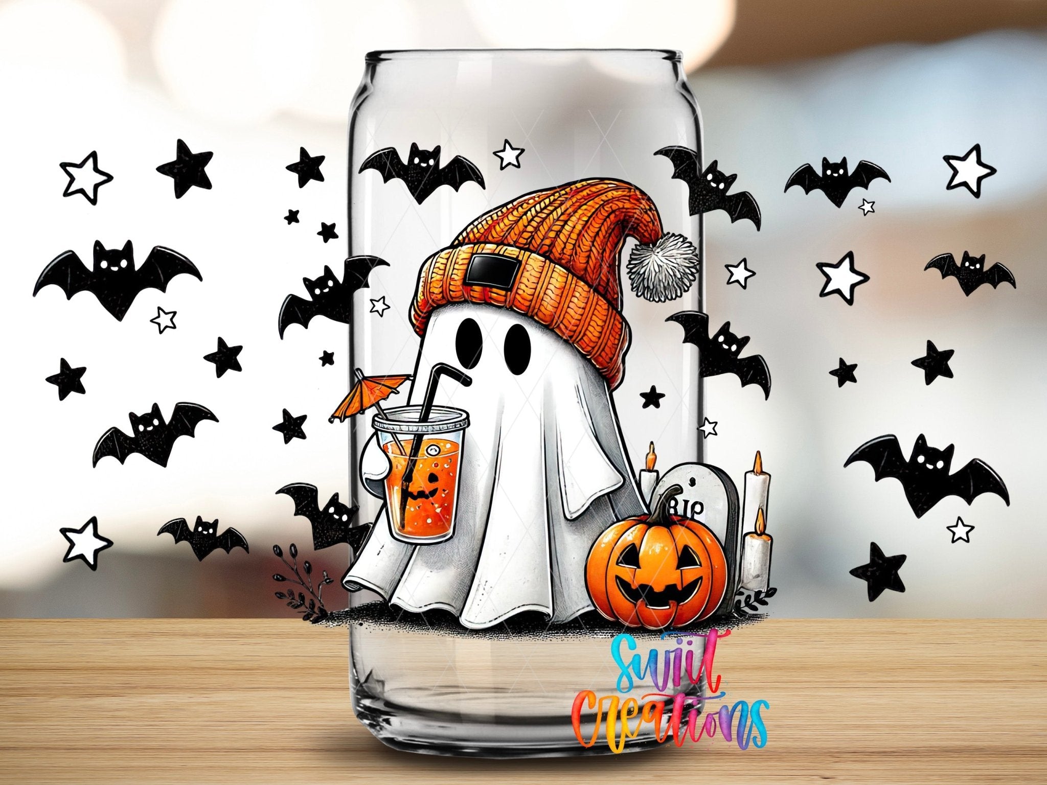 Cute Ghost Halloween UV DTF Transfer Tumbler Wrap | DTF011 - Swiit Creations