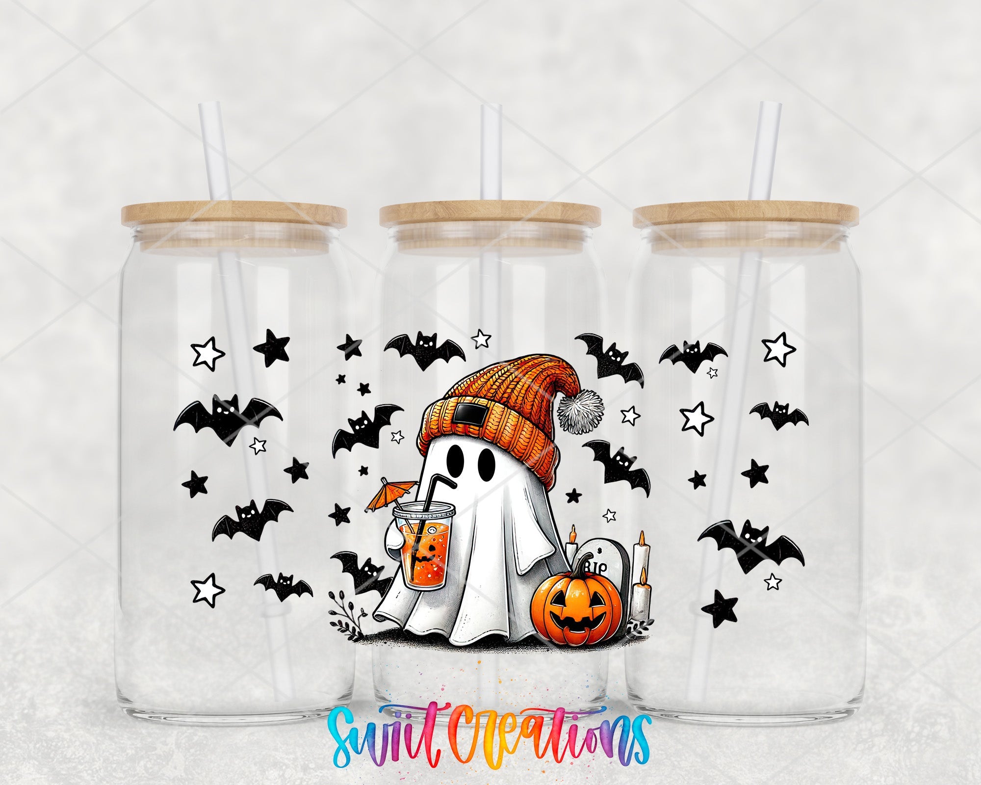 Cute Ghost Halloween UV DTF Transfer Tumbler Wrap | DTF011 - Swiit Creations