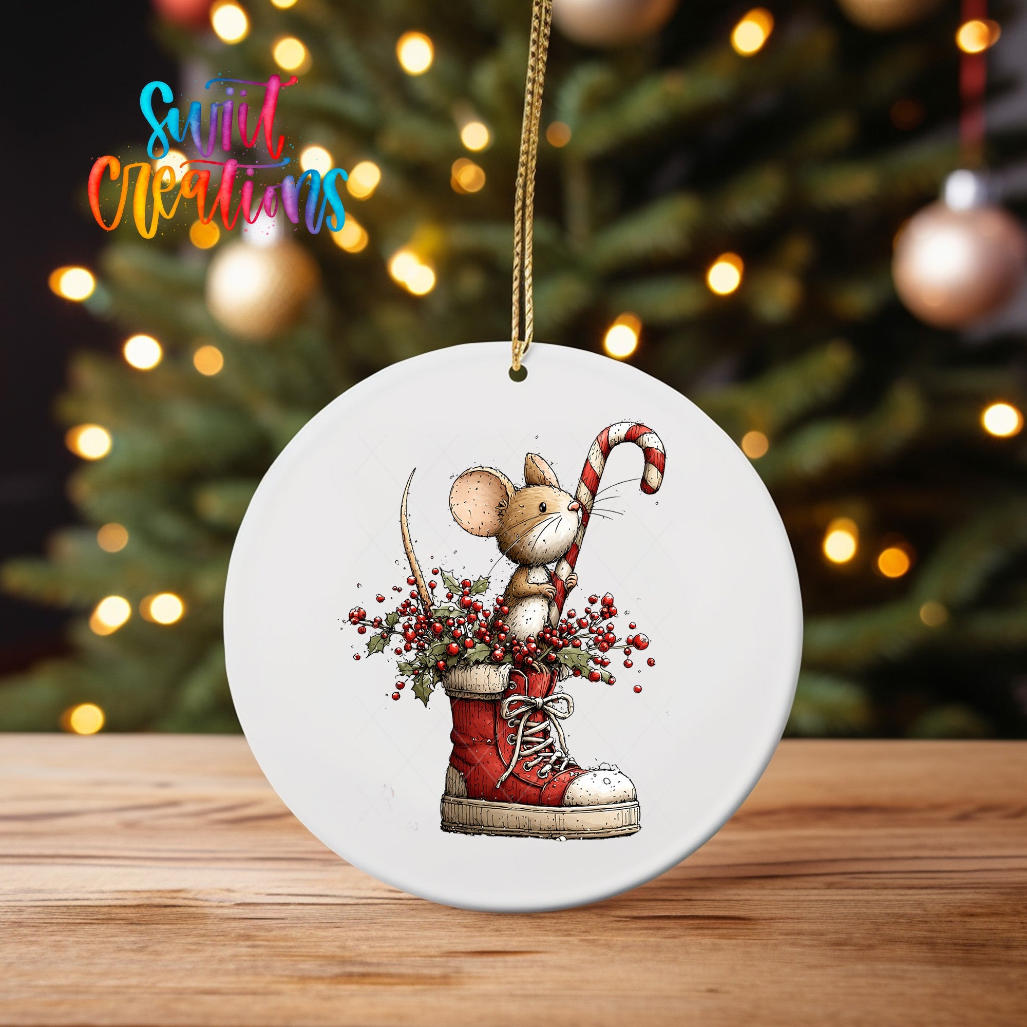 Cute Mouse In Red Boot UV DTF Ornament Transfer | O-1858 - Swiit Creations