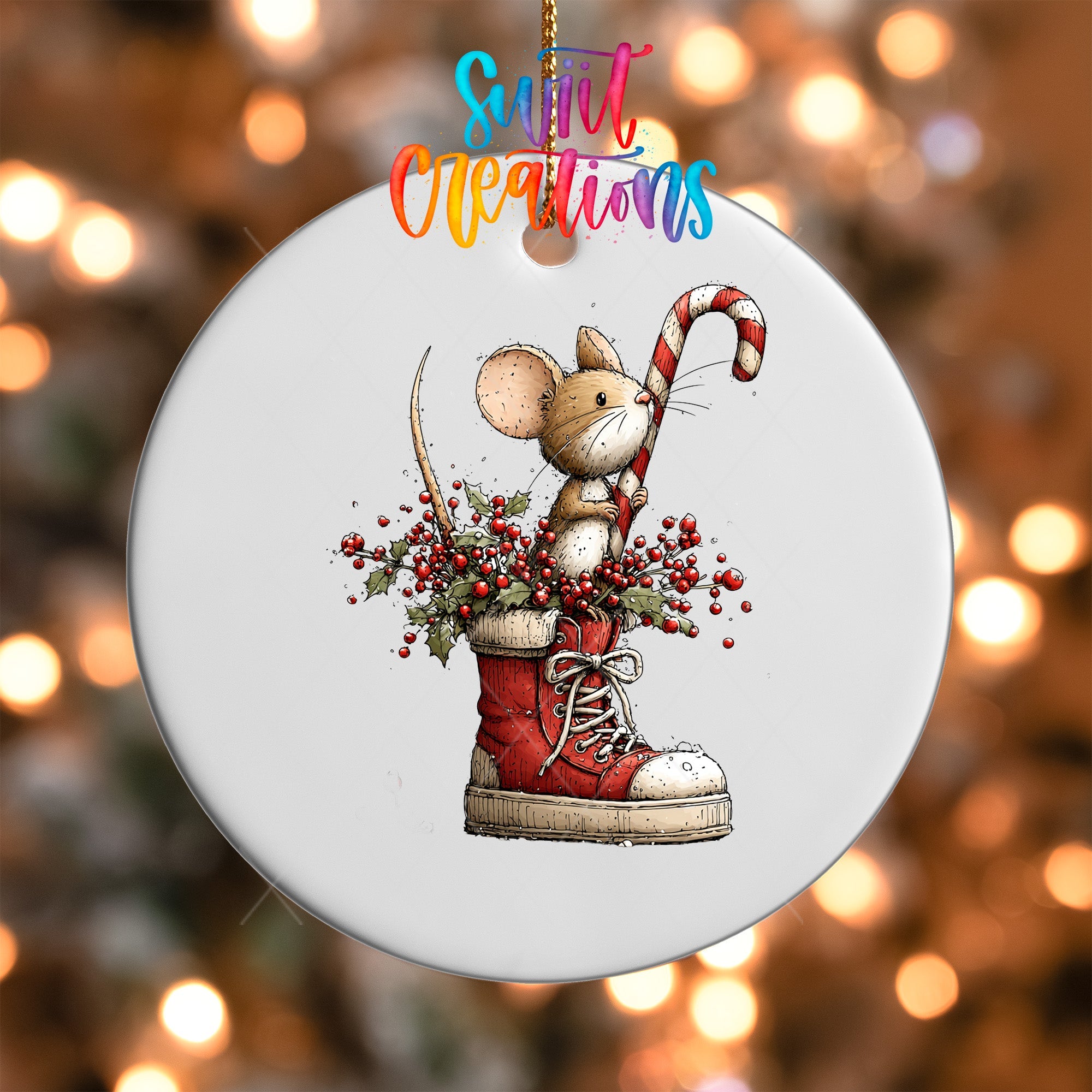 Cute Mouse In Red Boot UV DTF Ornament Transfer | O-1858 - Swiit Creations