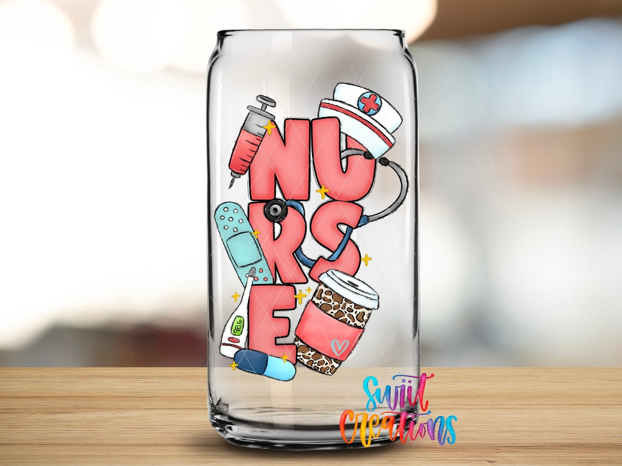 Cute Pink Nurse UV DTF Cup Decal | UV1362 - Swiit Creations