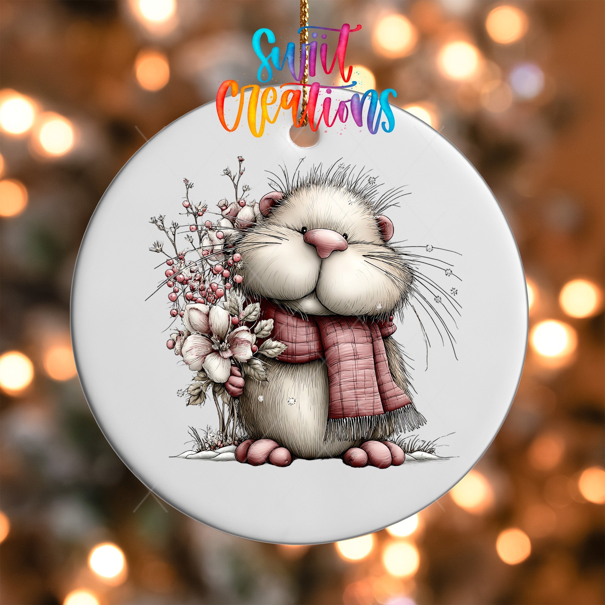 Cute Pink Woodland Hamster UV DTF Ornament Transfer | O-1949 - Swiit Creations