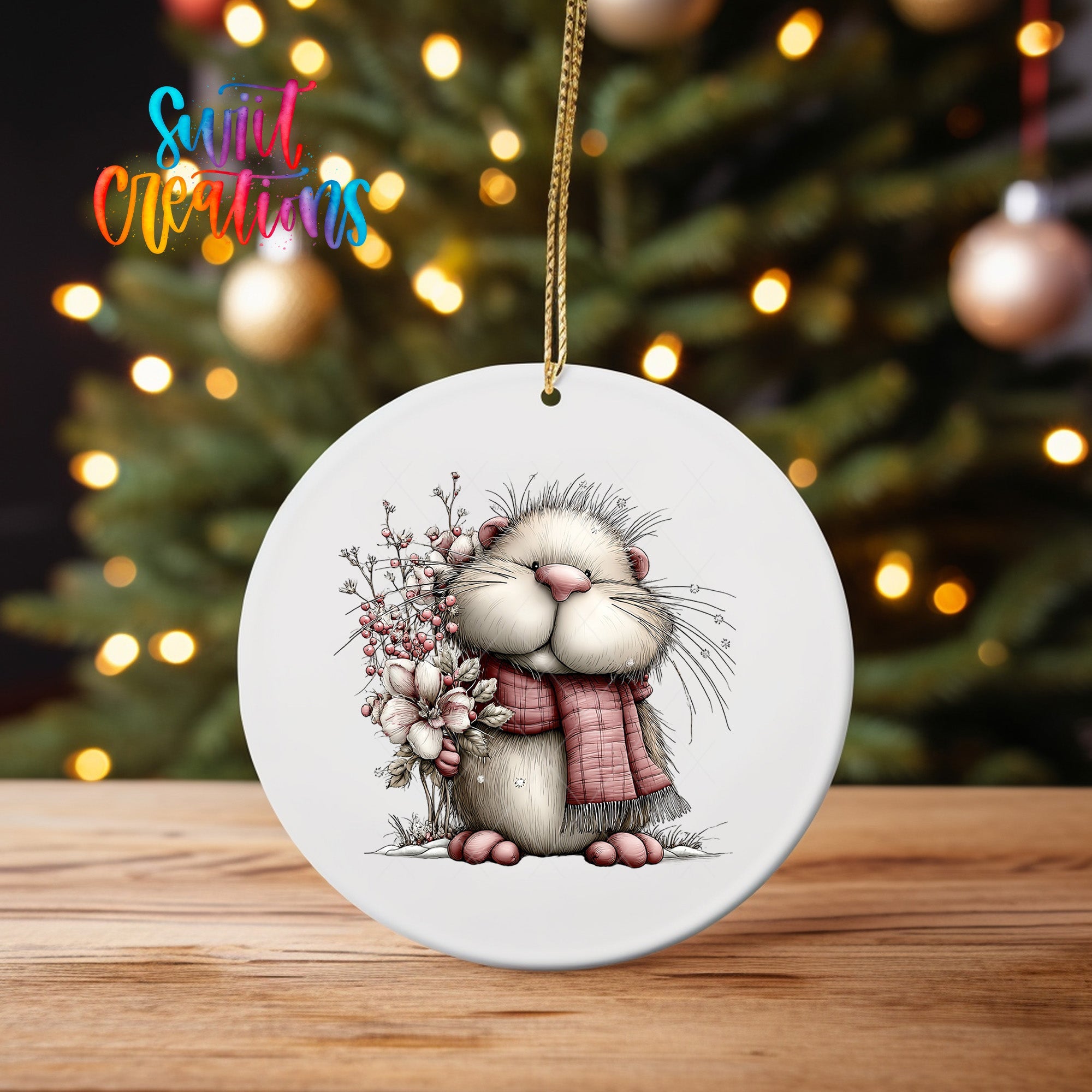 Cute Pink Woodland Hamster UV DTF Ornament Transfer | O-1949 - Swiit Creations