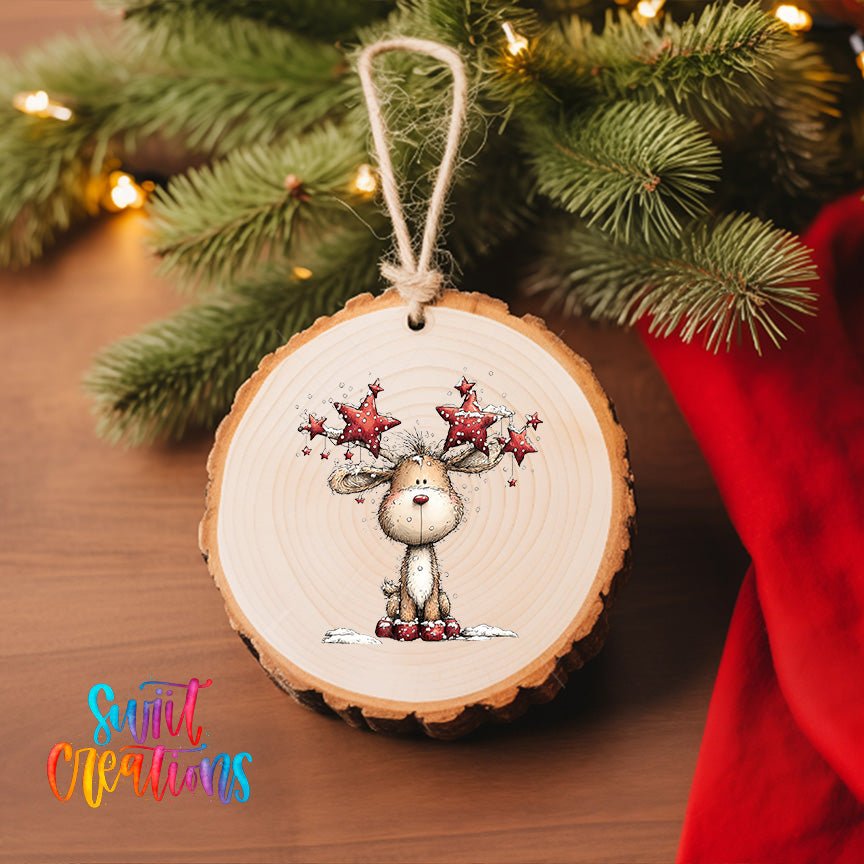 Cute Reindeer With Star Antlers UV DTF Ornament Transfer | O-1864 - Swiit Creations