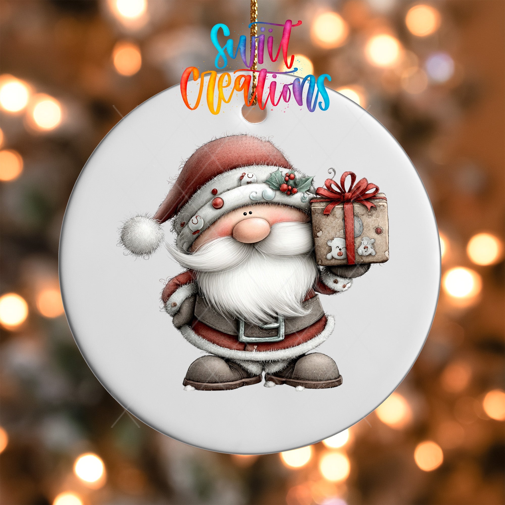 Cute Santa With Gift Christmas UV DTF Ornament Transfer | O-1973 - Swiit Creations