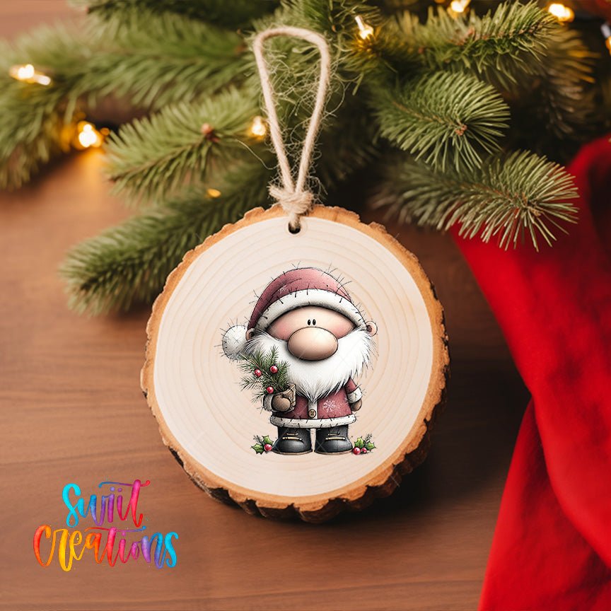 Cute Santa With Pine Sprig UV DTF Ornament Transfer | O-1968 - Swiit Creations
