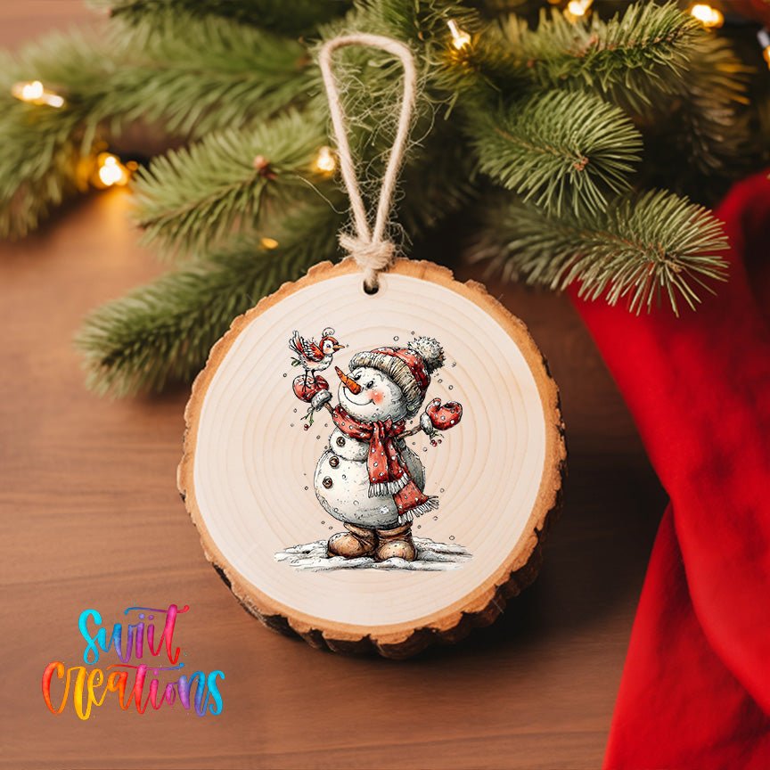 Cute Snowman With Bird UV DTF Ornament Transfer | O-1838 - Swiit Creations