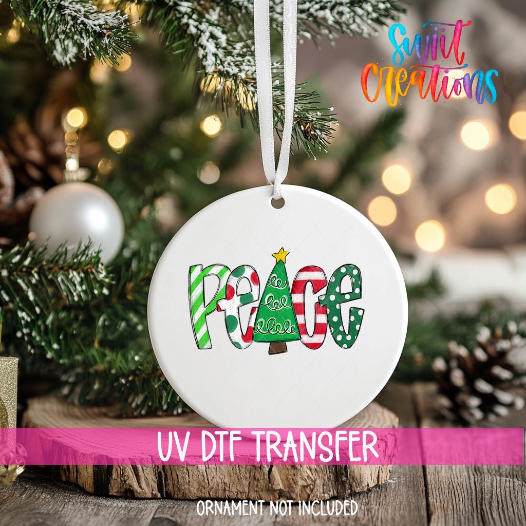 Cute Tree Christmas Peace Ornament UV DTF Decal | O-1562 - Swiit Creations