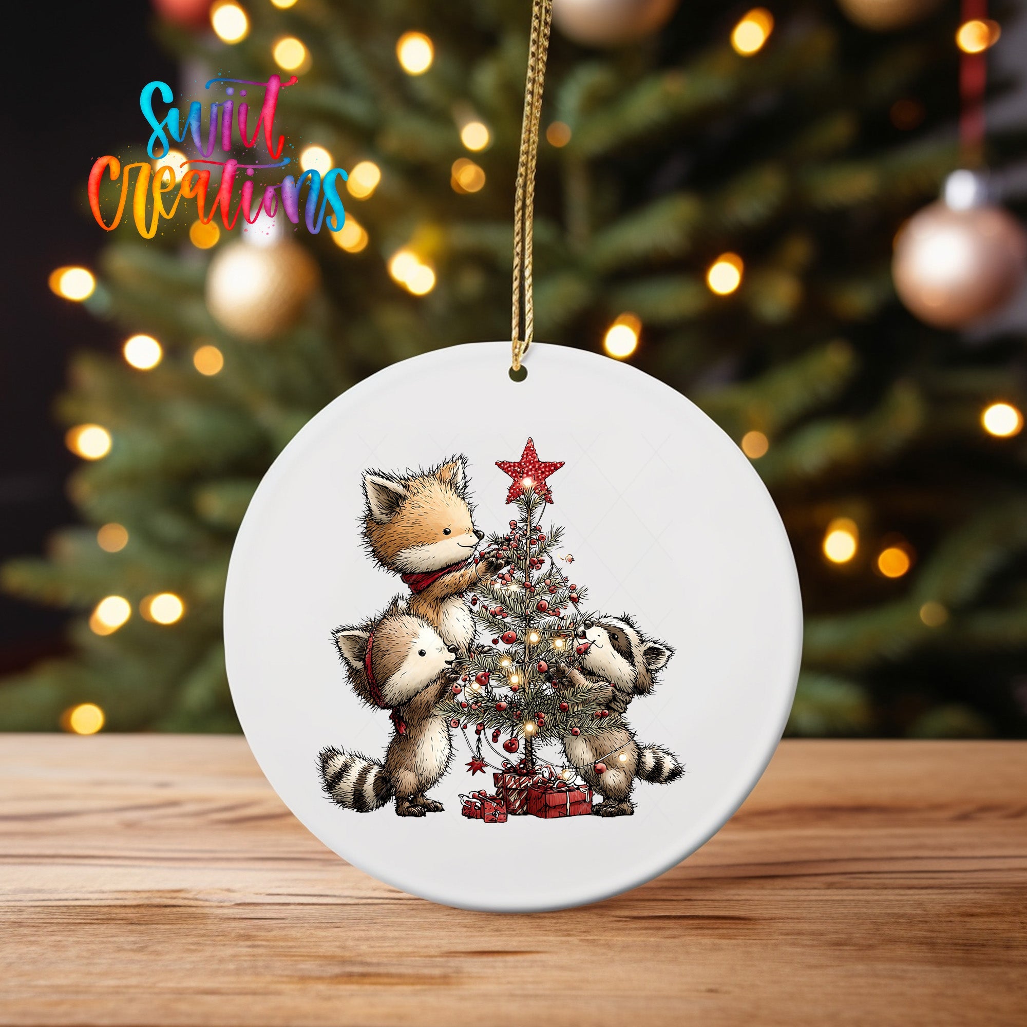Cute Woodland Friends Decorating Tree UV DTF Ornament Transfer | O-1862 - Swiit Creations