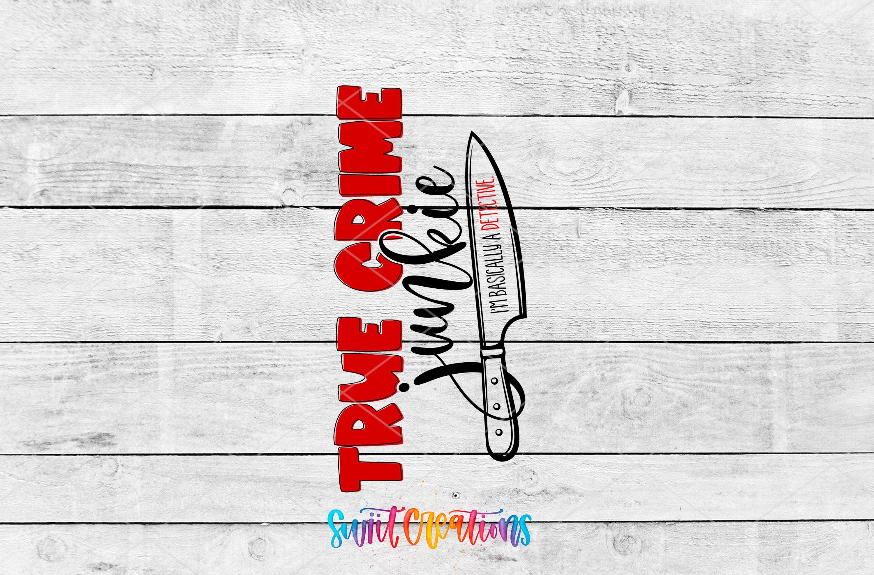 a stylized text and graphic design related to the TV show "True Crime".