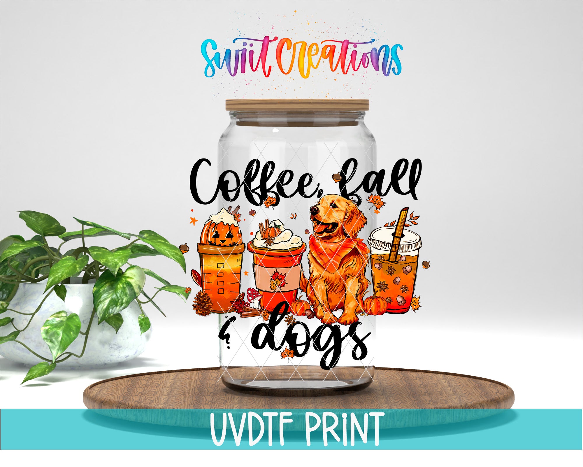 a glass jar filled with coffee and dogs