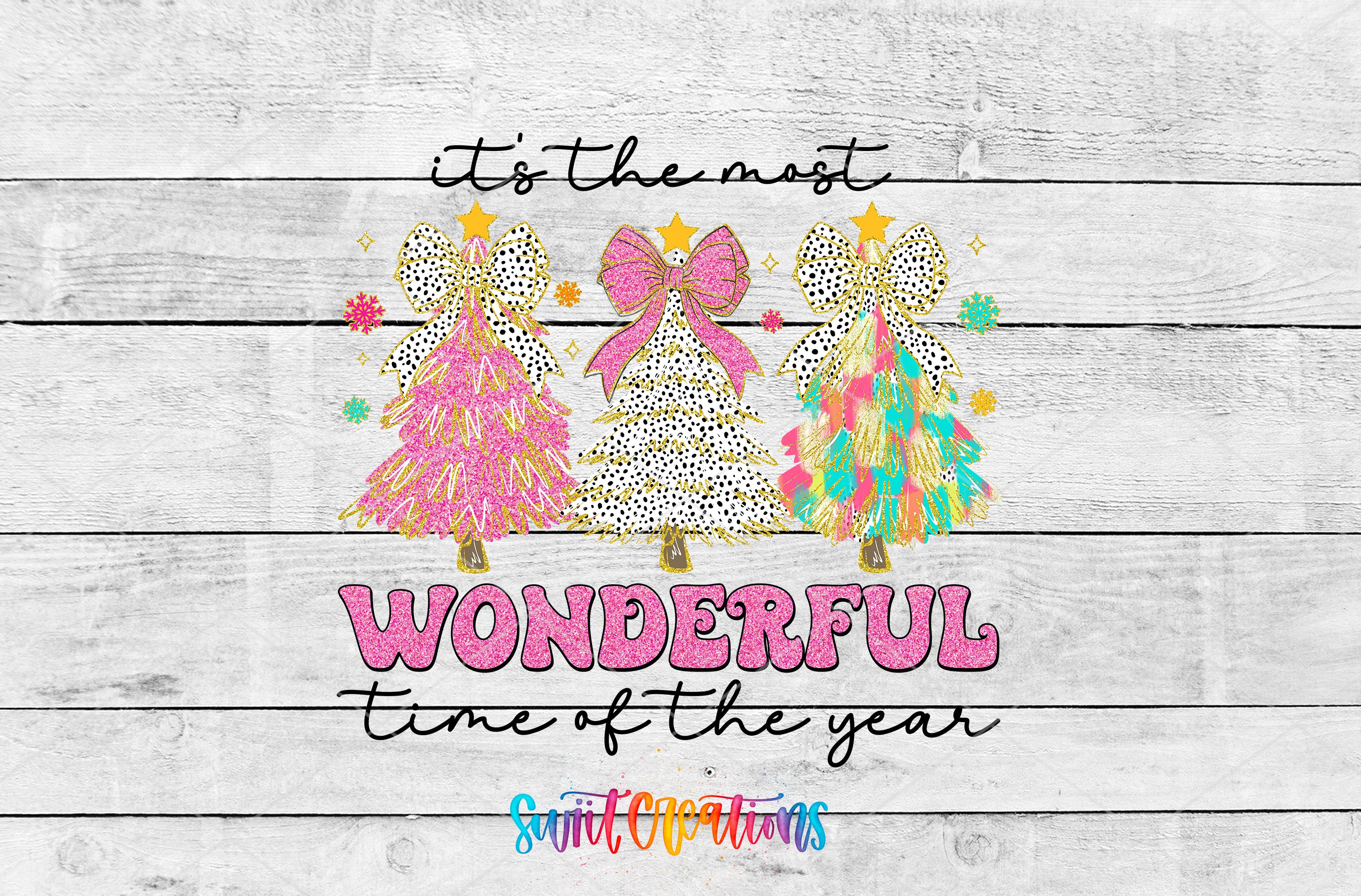 Swiit Creations UV DTF Tis the Season Christmas transfer shown as the full artwork preview