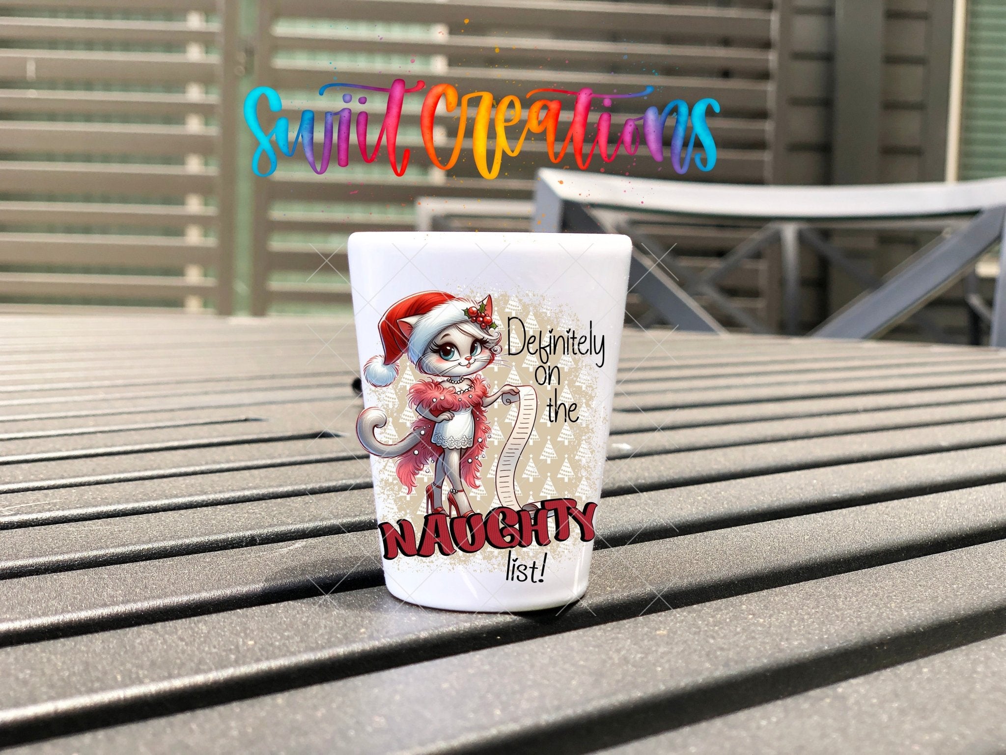 Definitely on the Naughty List Christmas UV DTF Shot Glass Transfer | SG1310 - Swiit Creations