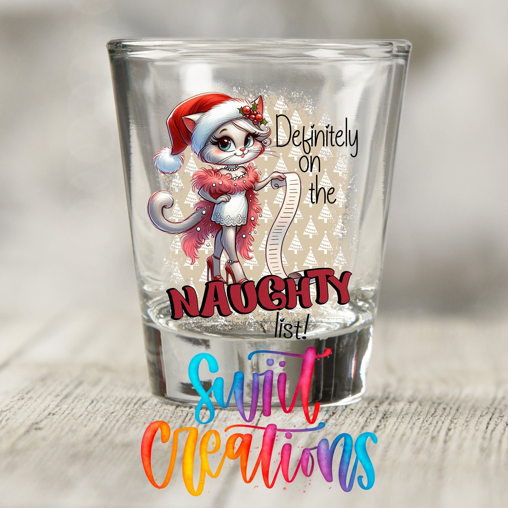Definitely on the Naughty List Christmas UV DTF Shot Glass Transfer | SG1310 - Swiit Creations