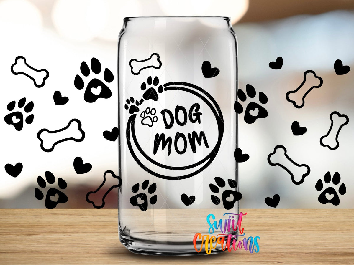 Dog Mom UV DTF Transfer Tumbler Wrap | Paw Print Bone Heart Pet Cup Decal | DTF016 - Swiit Creations