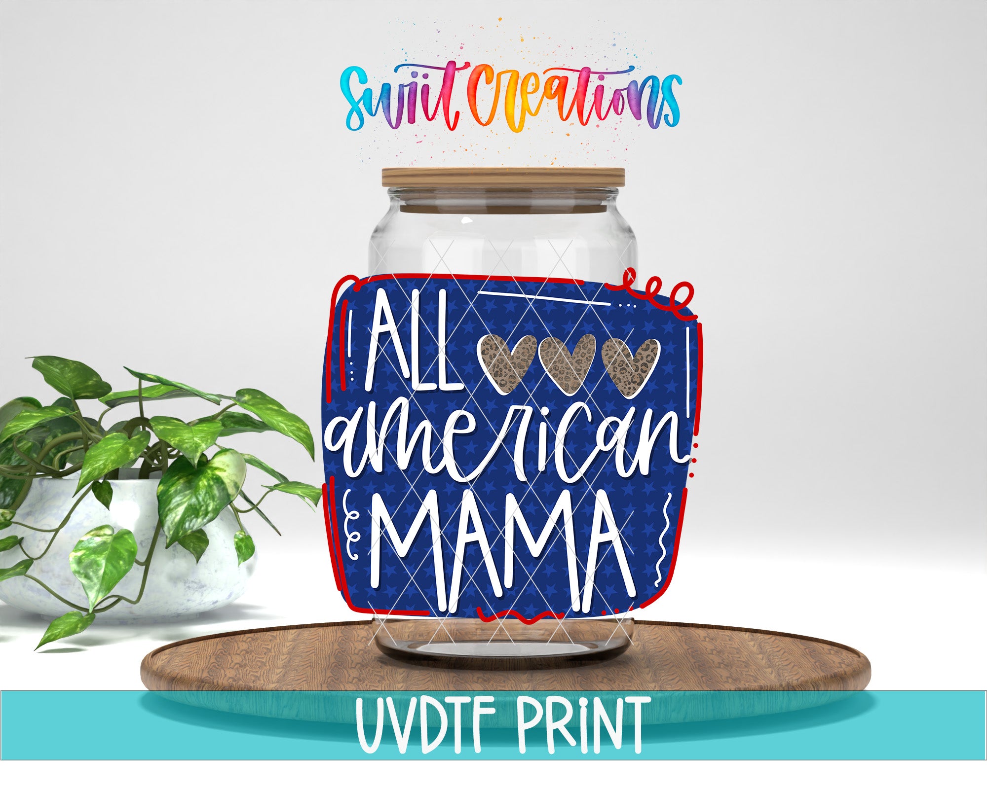 a mason jar with a message on it and a plant in the background