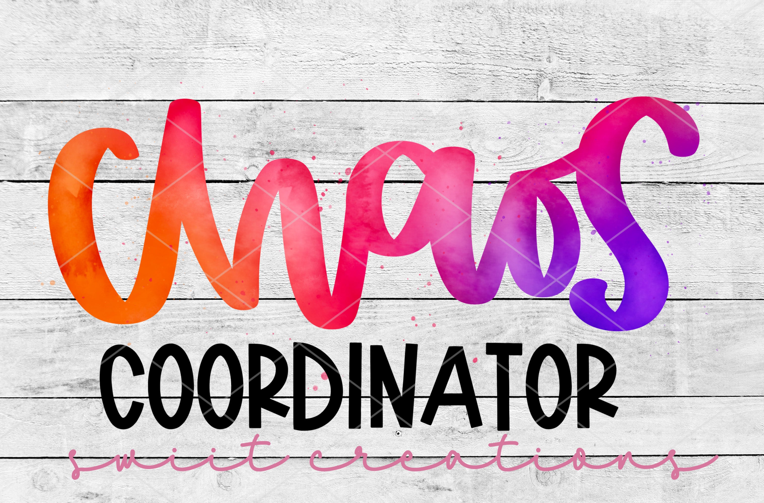 a sign that says chaos coordinating on a wooden background